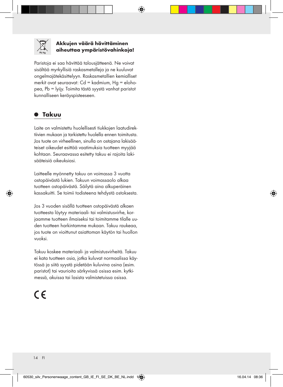 Takuu | Silvercrest Z30936/Z30936A User Manual | Page 14 / 40