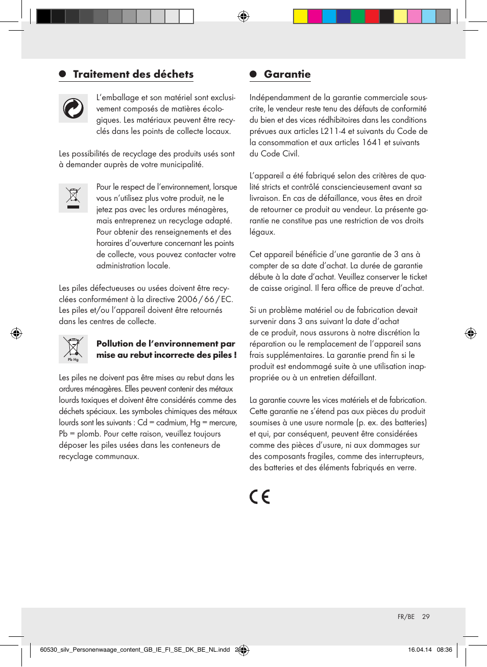 Traitement des déchets, Garantie | Silvercrest Z30936/Z30936A User Manual | Page 29 / 40
