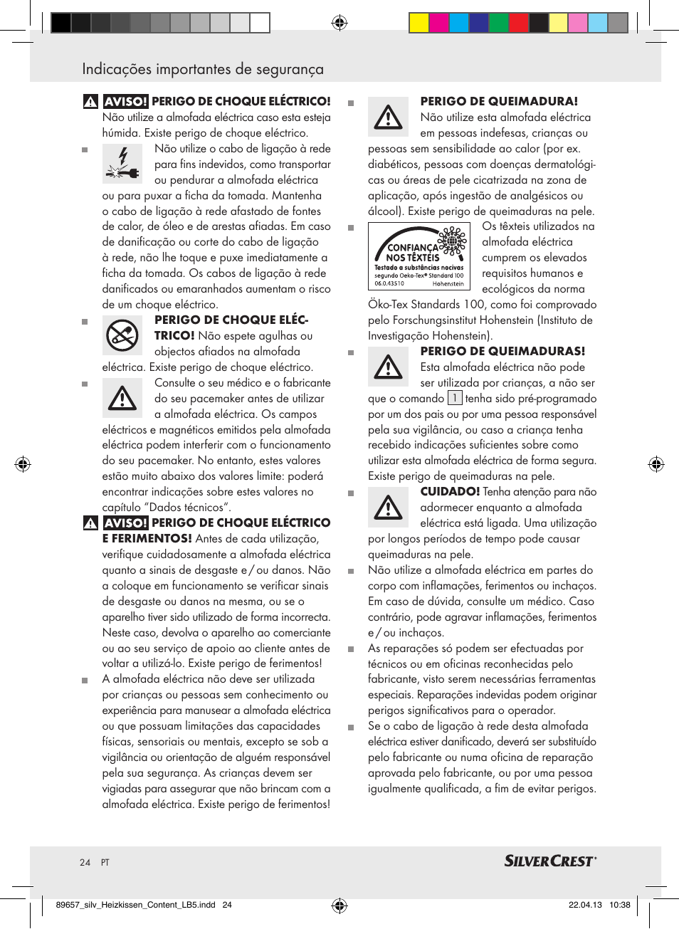 Indicações importantes de segurança | Silvercrest SHBR 100 B2 User Manual | Page 24 / 45