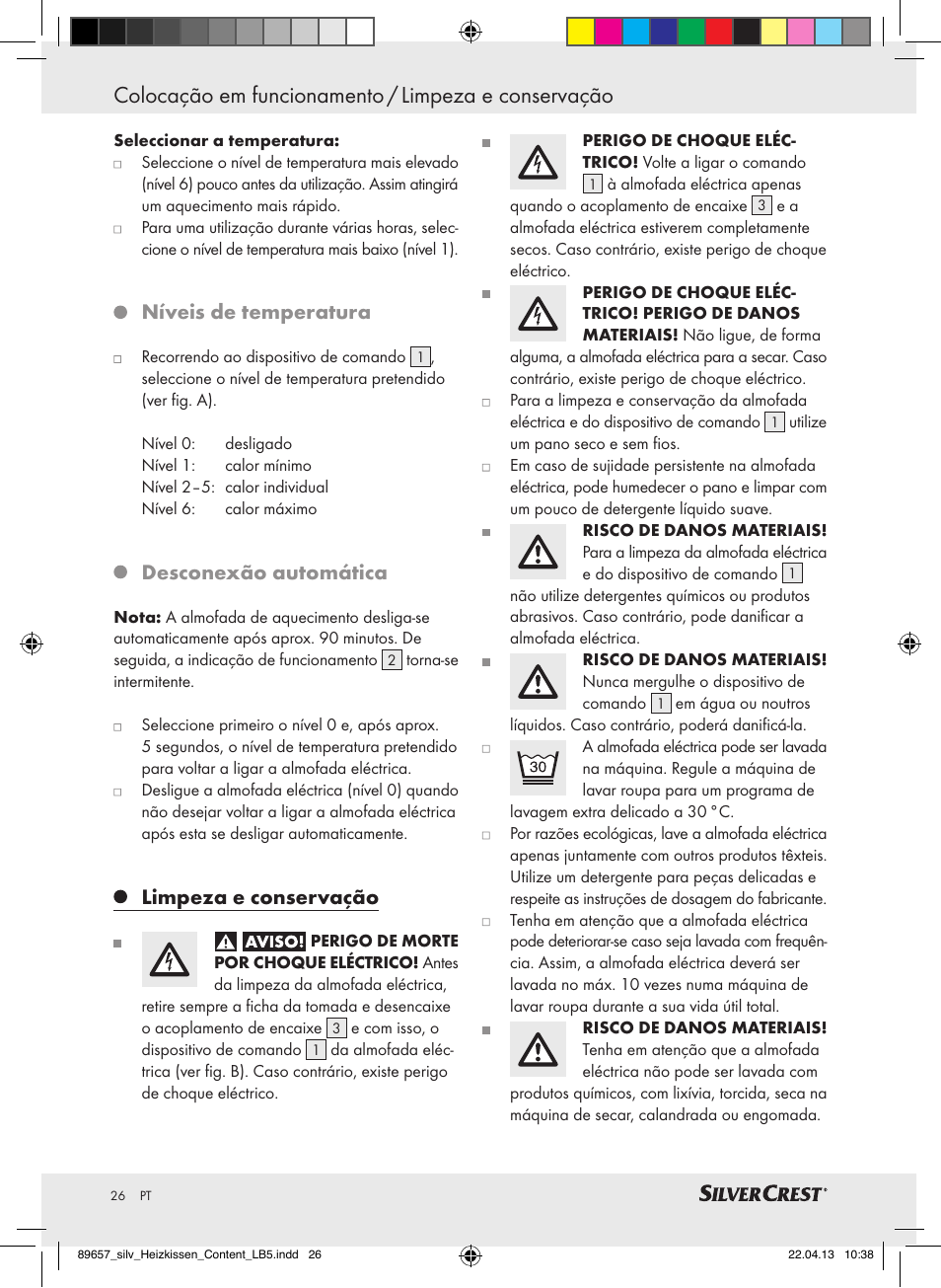 Colocação em funcionamento / limpeza e conservação, Níveis de temperatura, Desconexão automática | Limpeza e conservação | Silvercrest SHBR 100 B2 User Manual | Page 26 / 45
