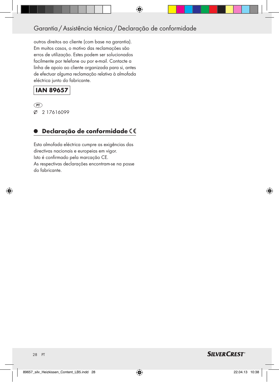 Declaração de conformidade | Silvercrest SHBR 100 B2 User Manual | Page 28 / 45