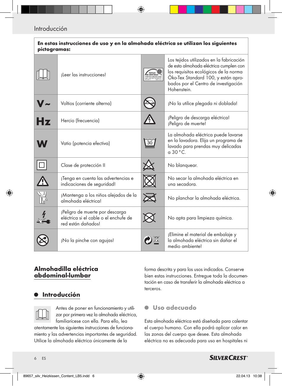 Introducción, Uso adecuado | Silvercrest SHBR 100 B2 User Manual | Page 6 / 45