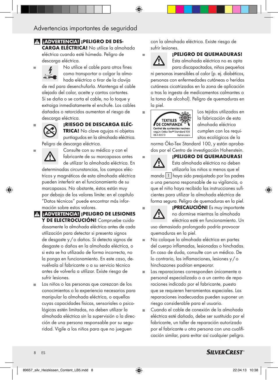 Advertencias importantes de seguridad | Silvercrest SHBR 100 B2 User Manual | Page 8 / 45