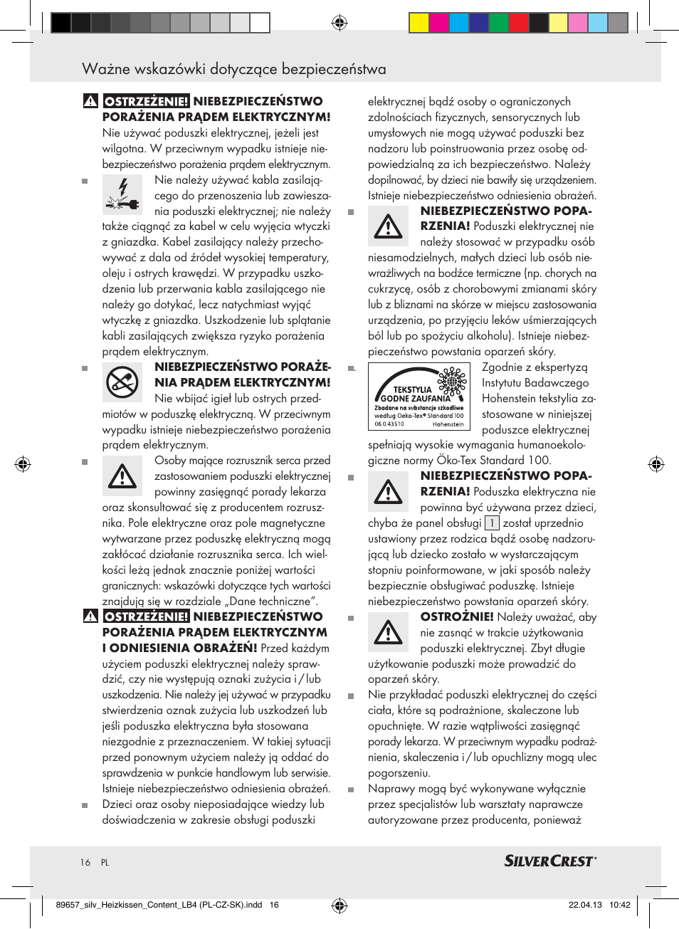 Ważne wskazówki dotyczące bezpieczeństwa | Silvercrest SHBR 100 B2 User Manual | Page 16 / 45