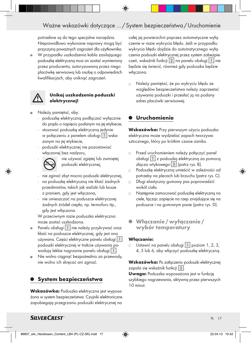 System bezpieczeństwa, Uruchomienie, Włączanie / wyłączanie / wybór temperatury | Silvercrest SHBR 100 B2 User Manual | Page 17 / 45