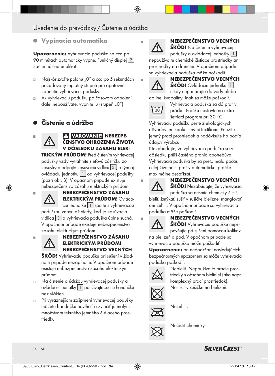 Uvedenie do prevádzky / čistenie a údržba, Vypínacia automatika, Čistenie a údržba | Silvercrest SHBR 100 B2 User Manual | Page 34 / 45