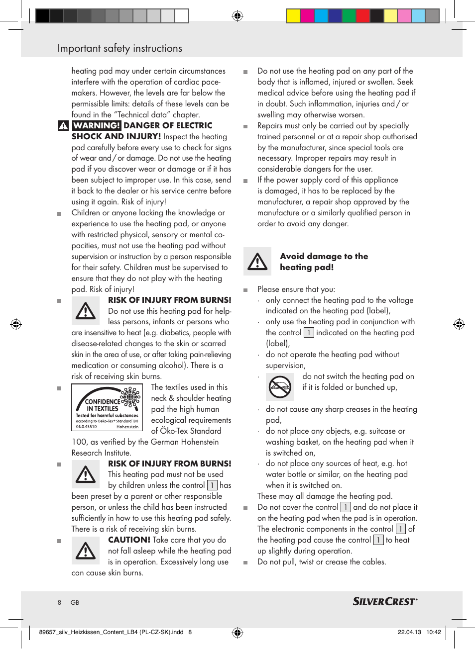 Important safety instructions | Silvercrest SHBR 100 B2 User Manual | Page 8 / 45