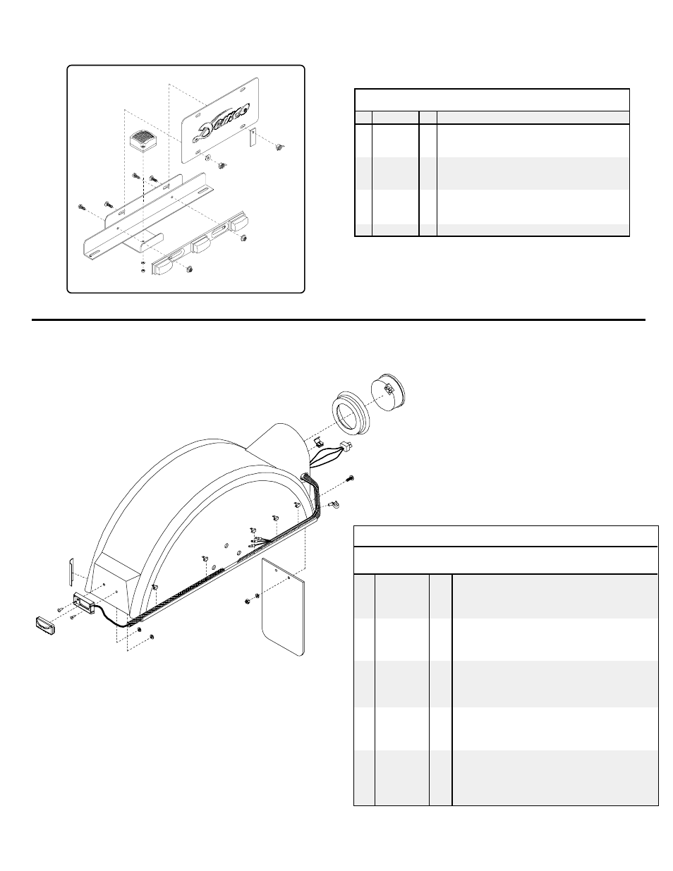 License plate bracket assembly, Fender assembly, Parts list | Demco Kar-Kaddy 3 KK370SB User Manual | Page 21 / 32