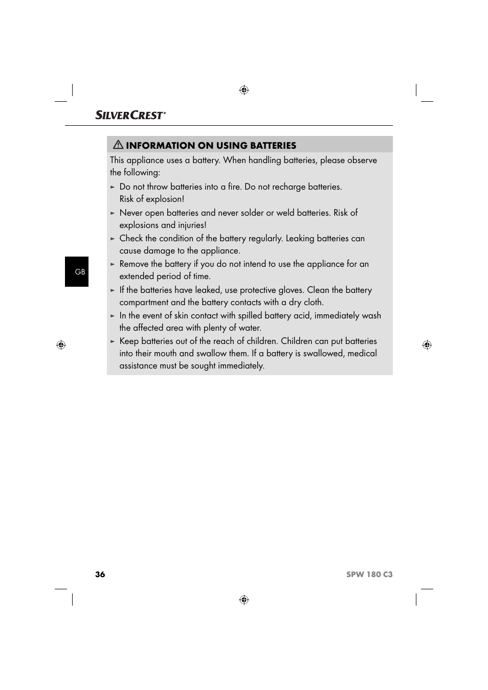 Silvercrest SPW 180 C3 User Manual | Page 39 / 44