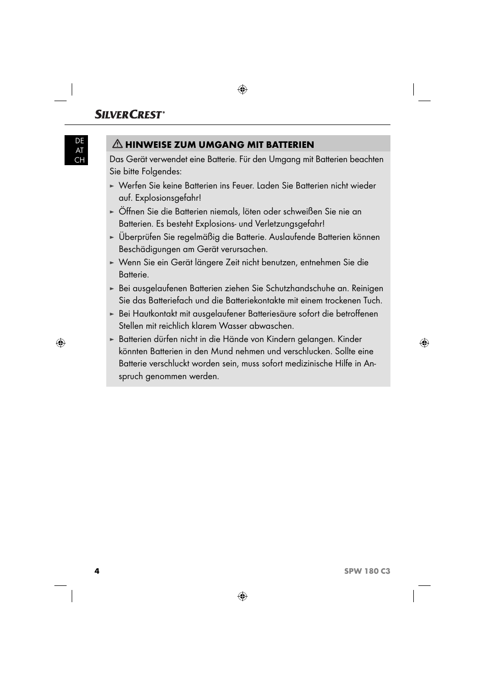 Silvercrest SPW 180 C3 User Manual | Page 7 / 44