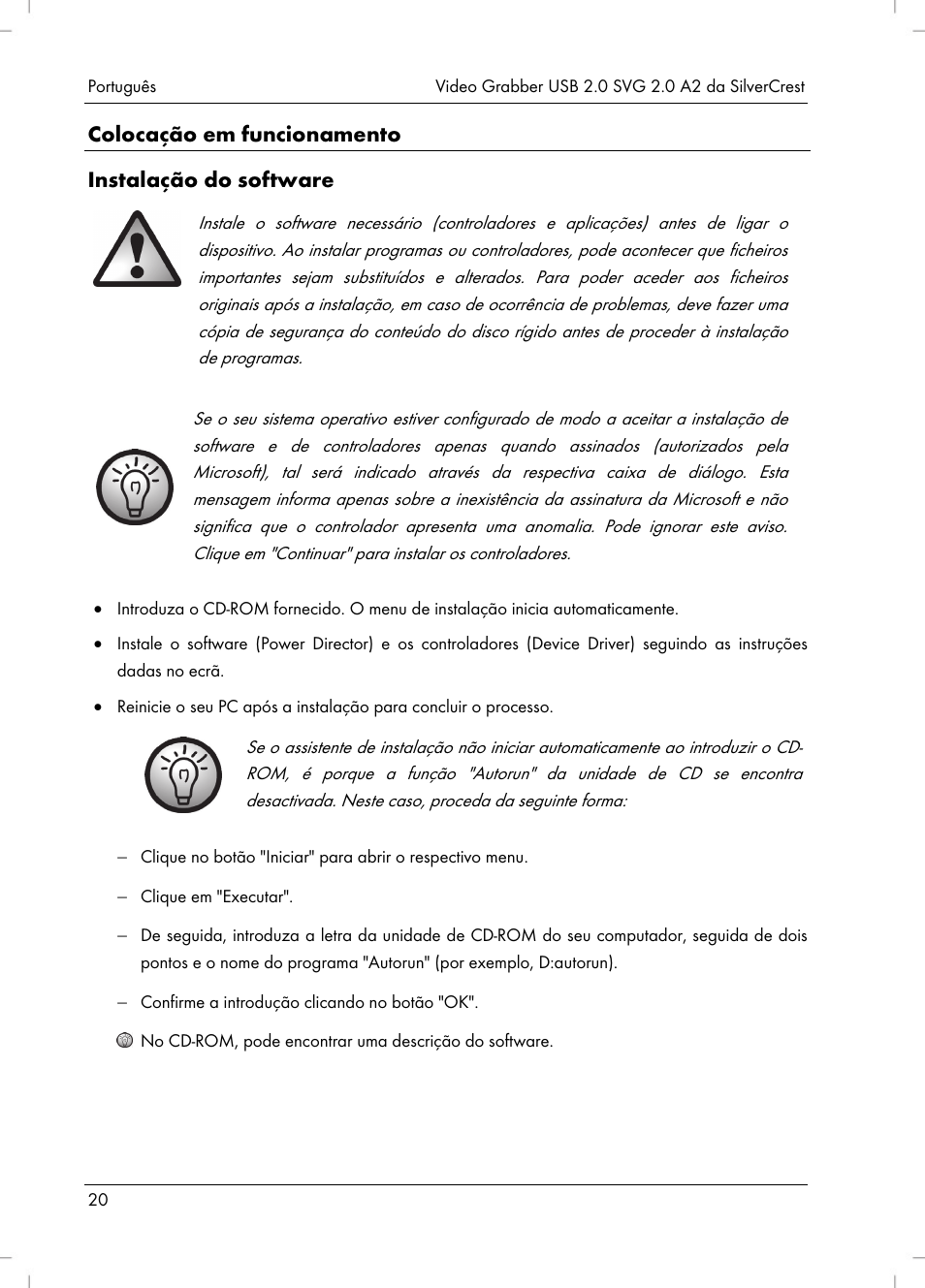 Colocação em funcionamento instalação do software | Silvercrest SVG 2.0 A2 User Manual | Page 21 / 51