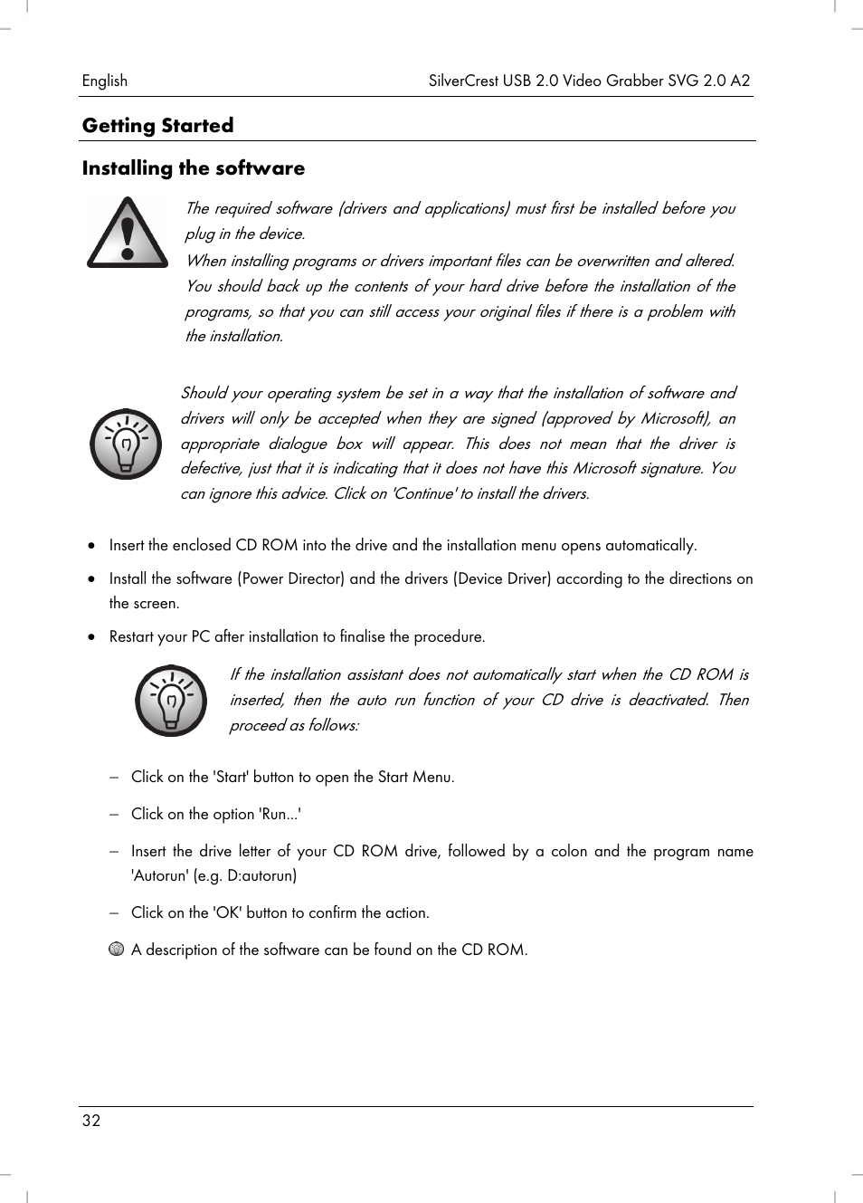 Getting started installing the software | Silvercrest SVG 2.0 A2 User Manual | Page 33 / 51