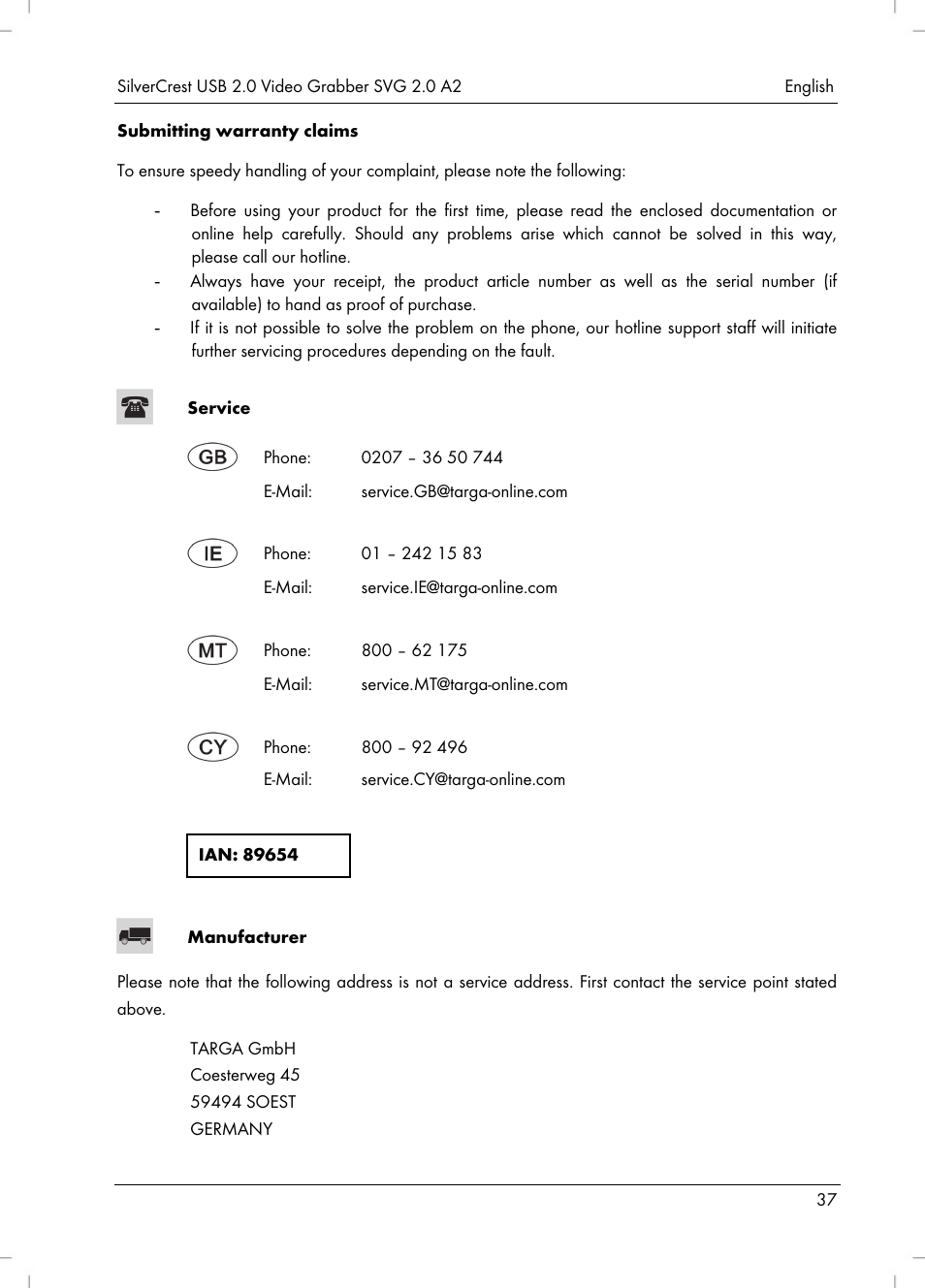 Silvercrest SVG 2.0 A2 User Manual | Page 38 / 51