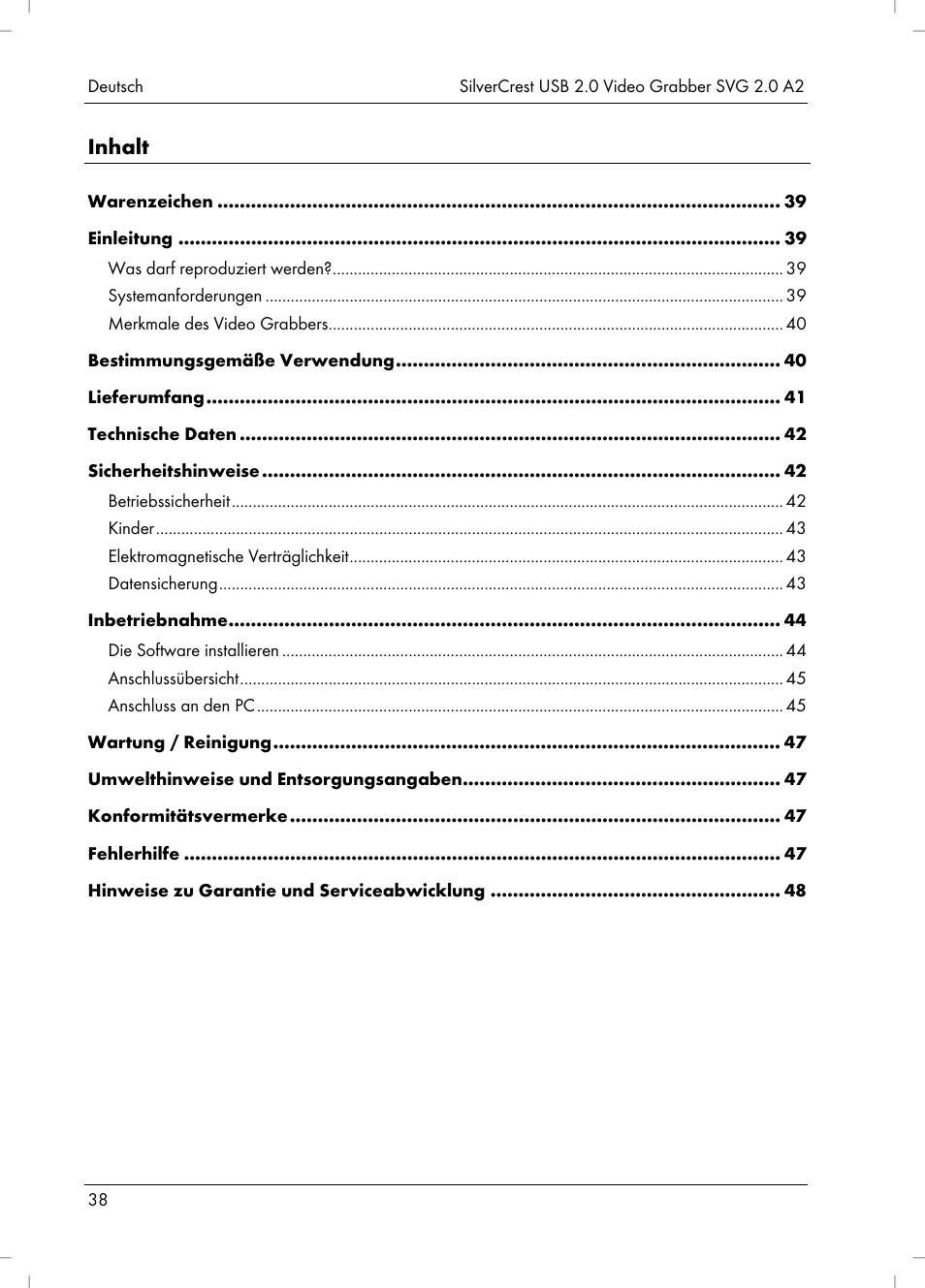 Silvercrest SVG 2.0 A2 User Manual | Page 39 / 51