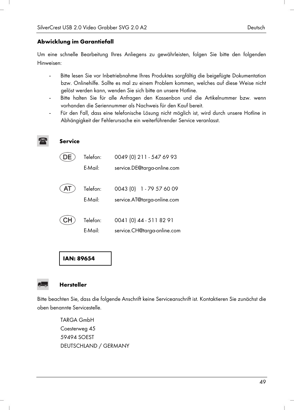 Silvercrest SVG 2.0 A2 User Manual | Page 50 / 51