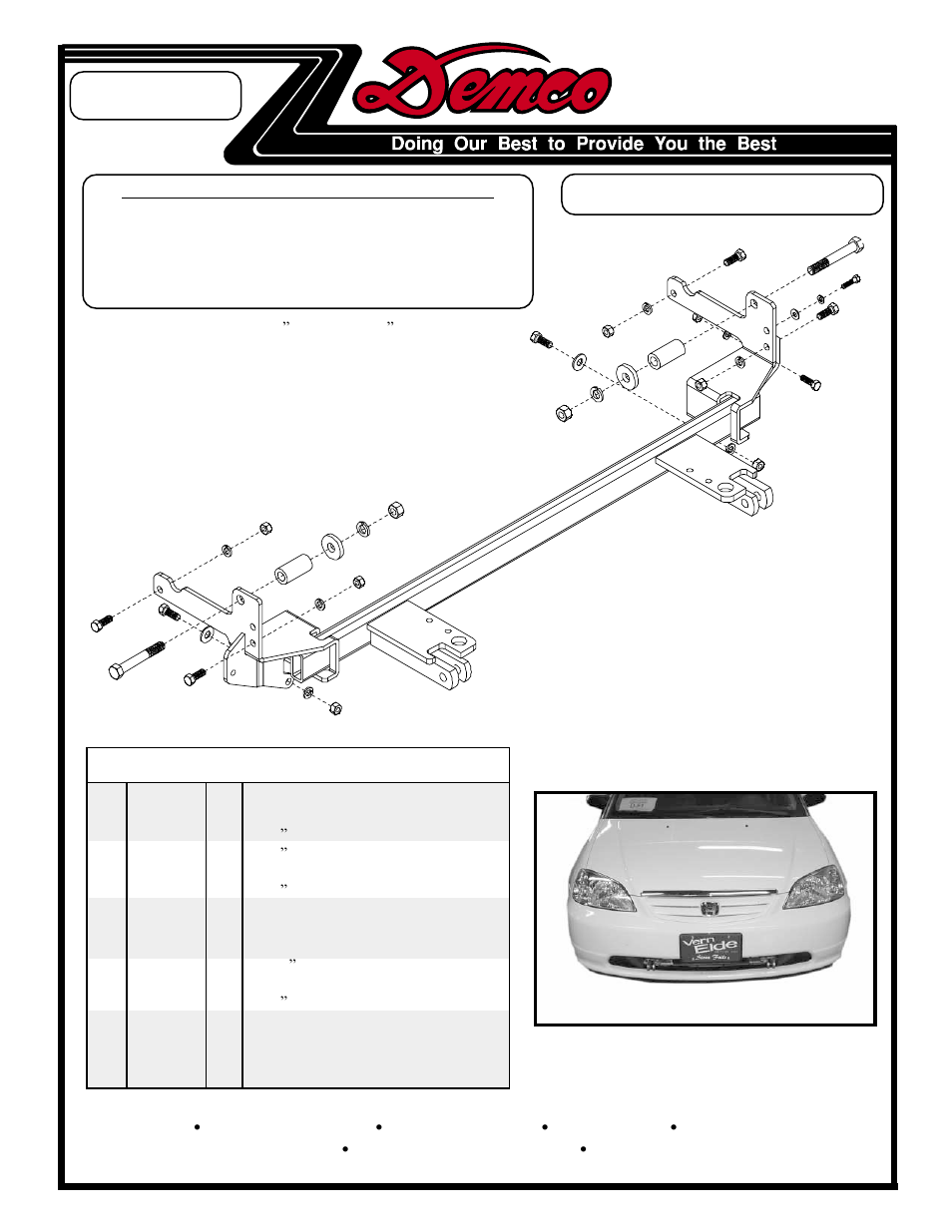 Demco HONDA CIVIC TP20111 User Manual | 4 pages