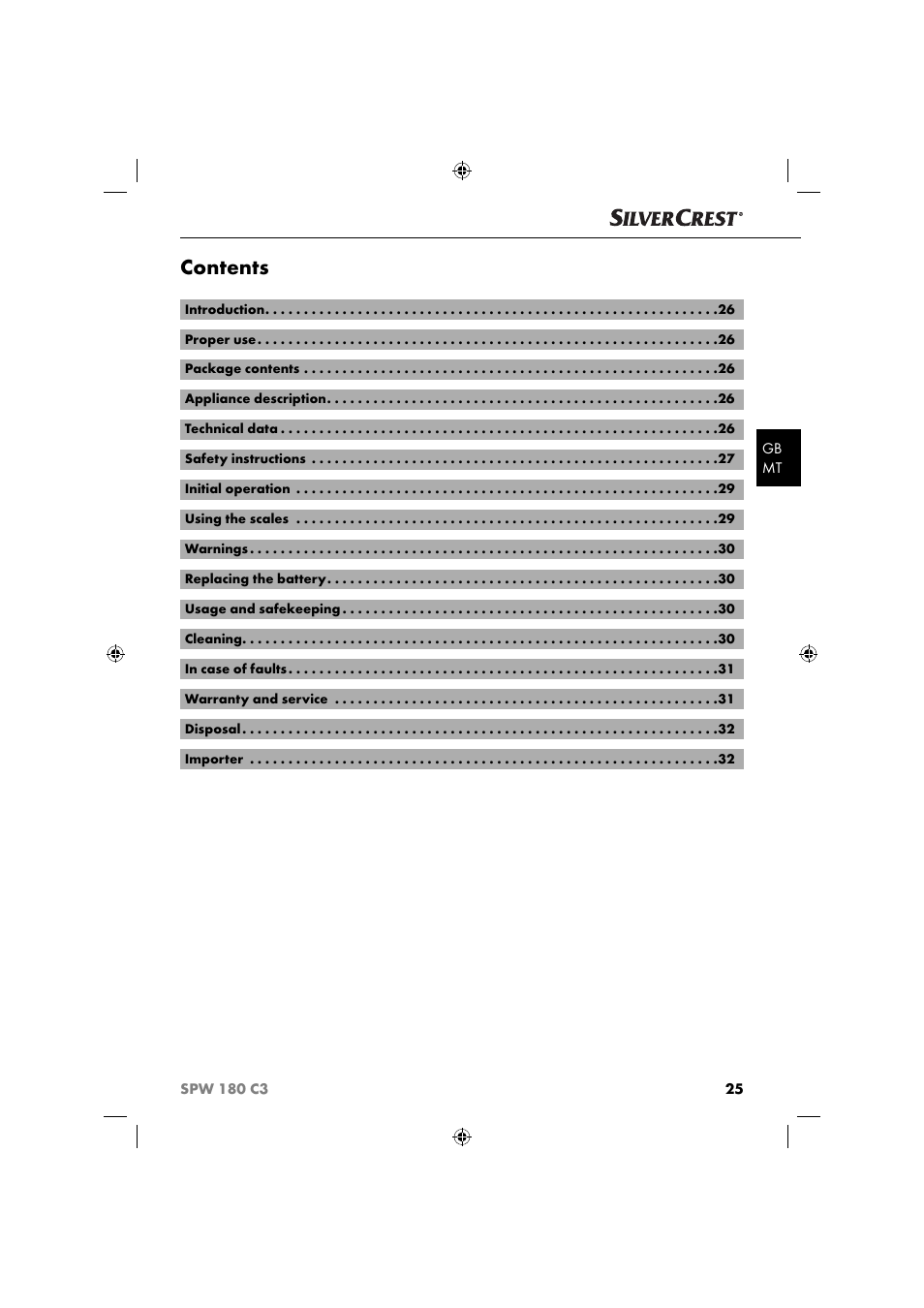 Silvercrest SPW 180 C3 User Manual | Page 28 / 44