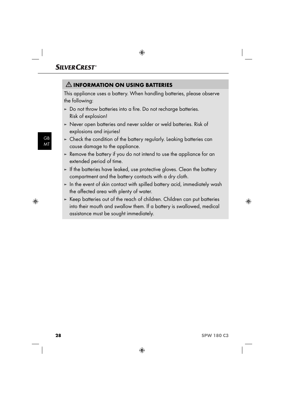 Silvercrest SPW 180 C3 User Manual | Page 31 / 44