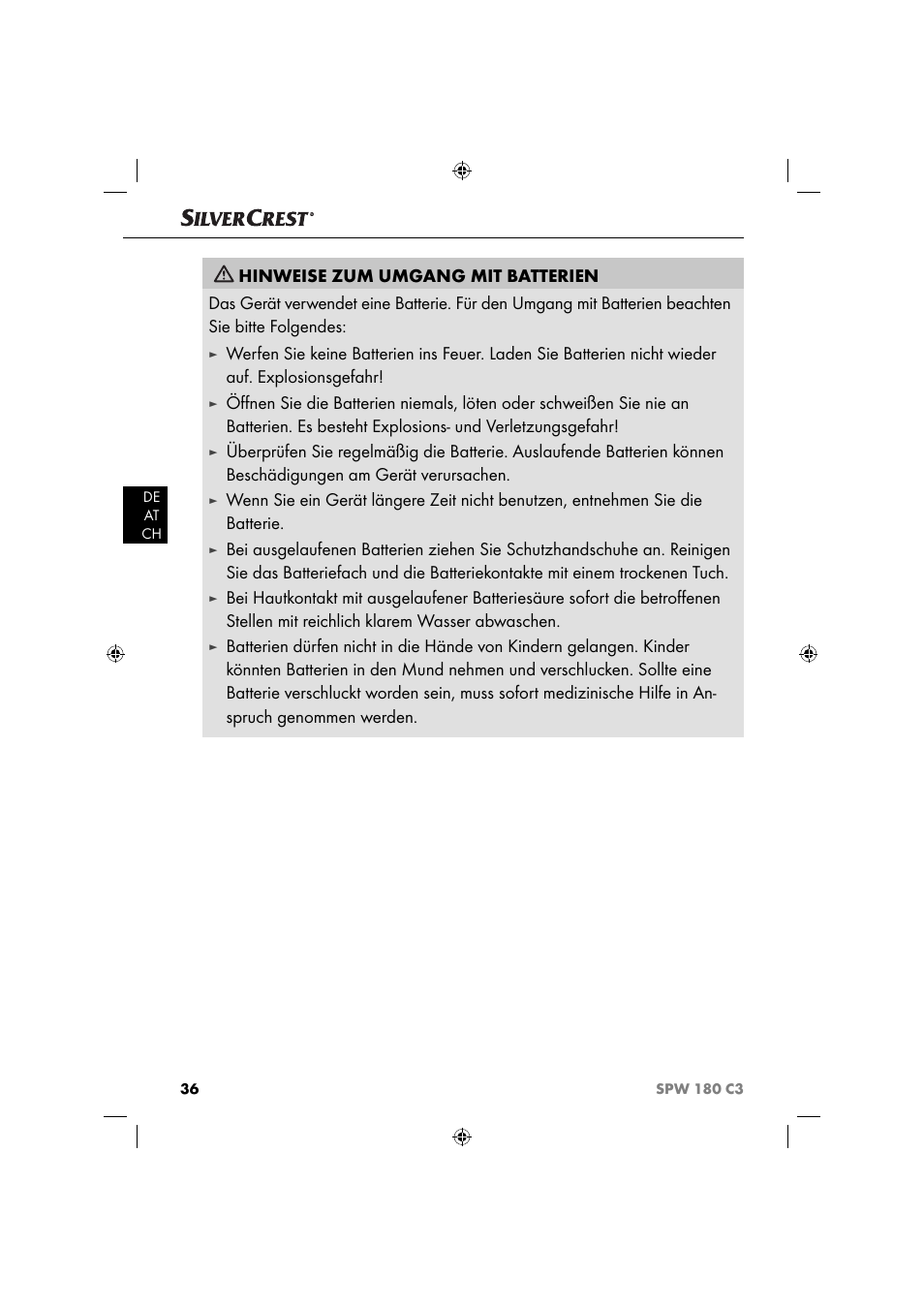 Silvercrest SPW 180 C3 User Manual | Page 39 / 44