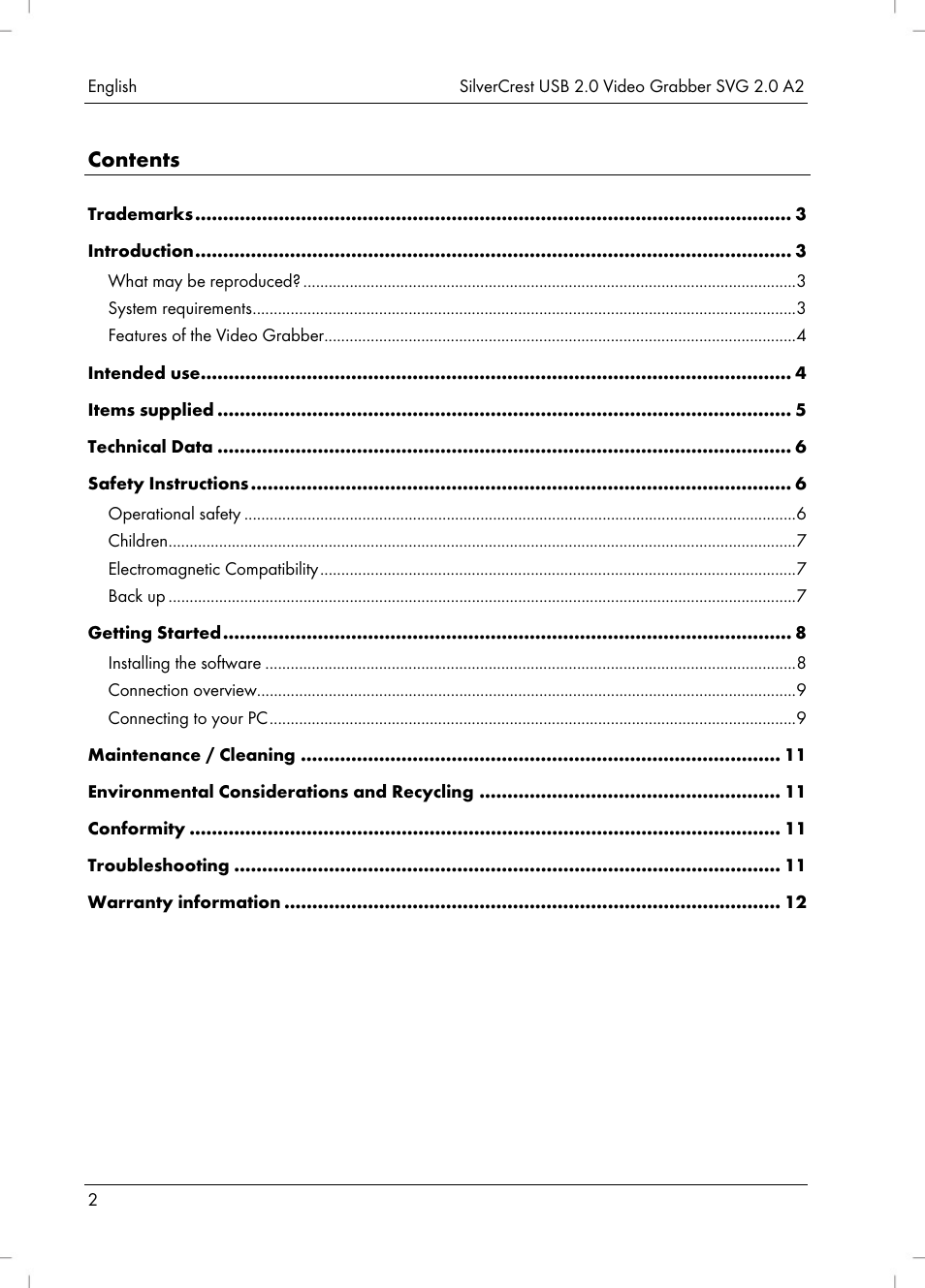 Silvercrest SVG 2.0 A2 User Manual | Page 3 / 63