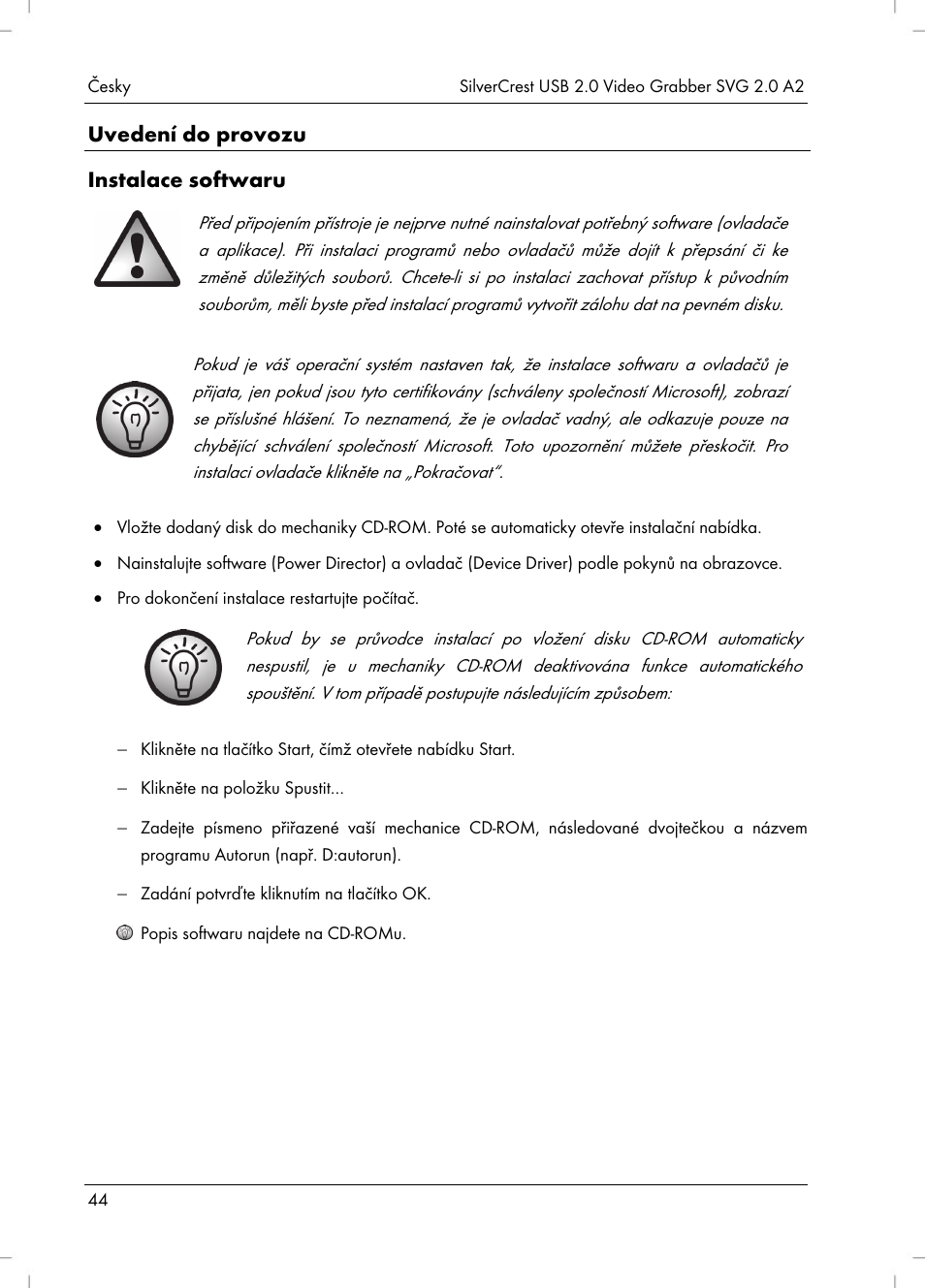 Uvedení do provozu instalace softwaru | Silvercrest SVG 2.0 A2 User Manual | Page 45 / 63