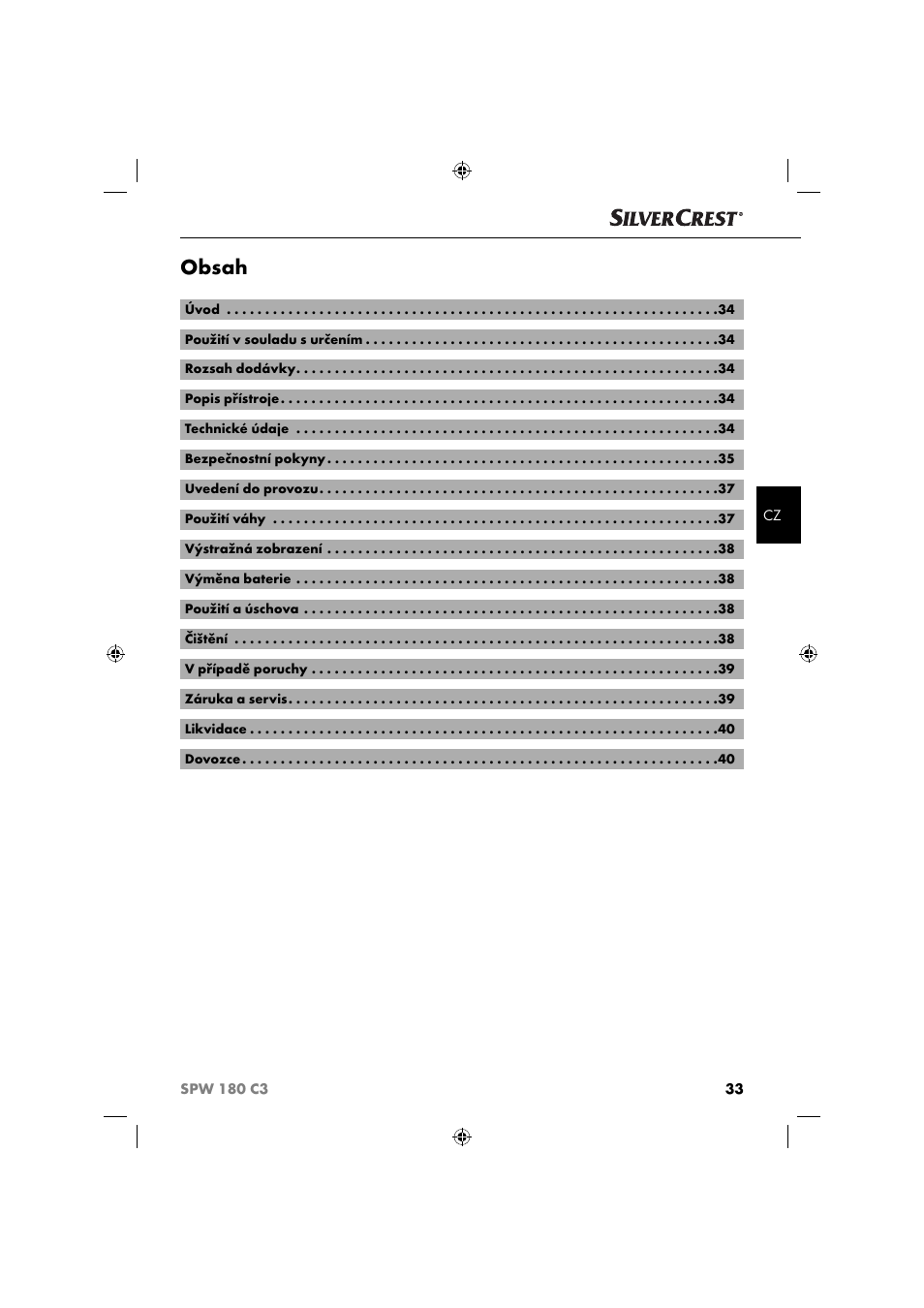 Silvercrest SPW 180 C3 User Manual | Page 36 / 60