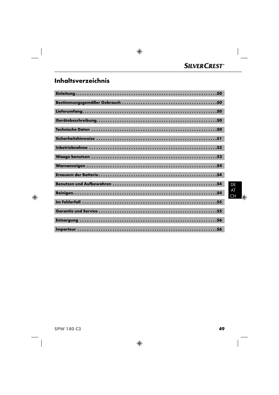 Silvercrest SPW 180 C3 User Manual | Page 52 / 60