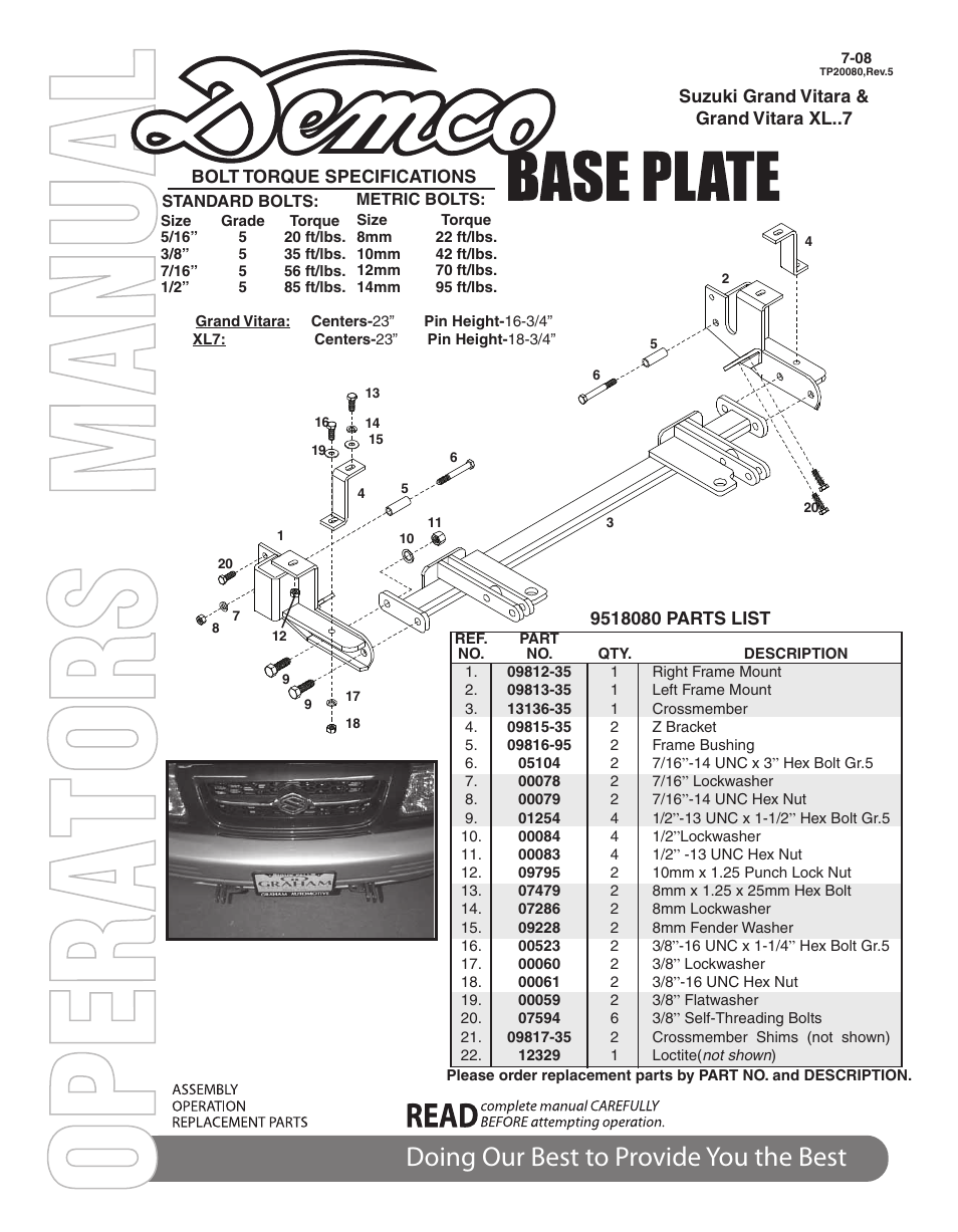 Demco TP20080 User Manual | 12 pages