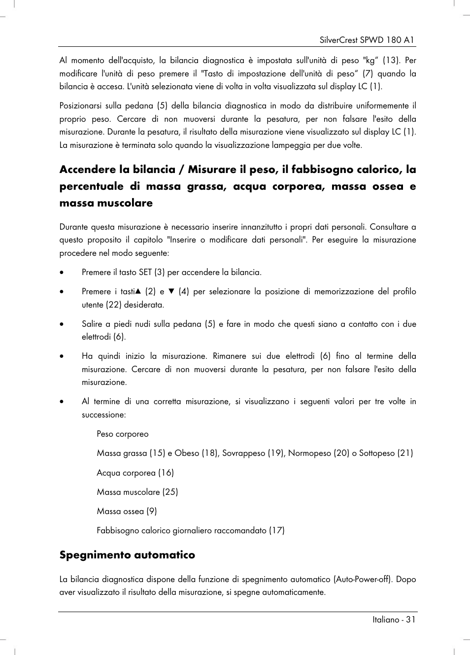 Spegnimento automatico | Silvercrest SPWD 180 A1 User Manual | Page 33 / 60