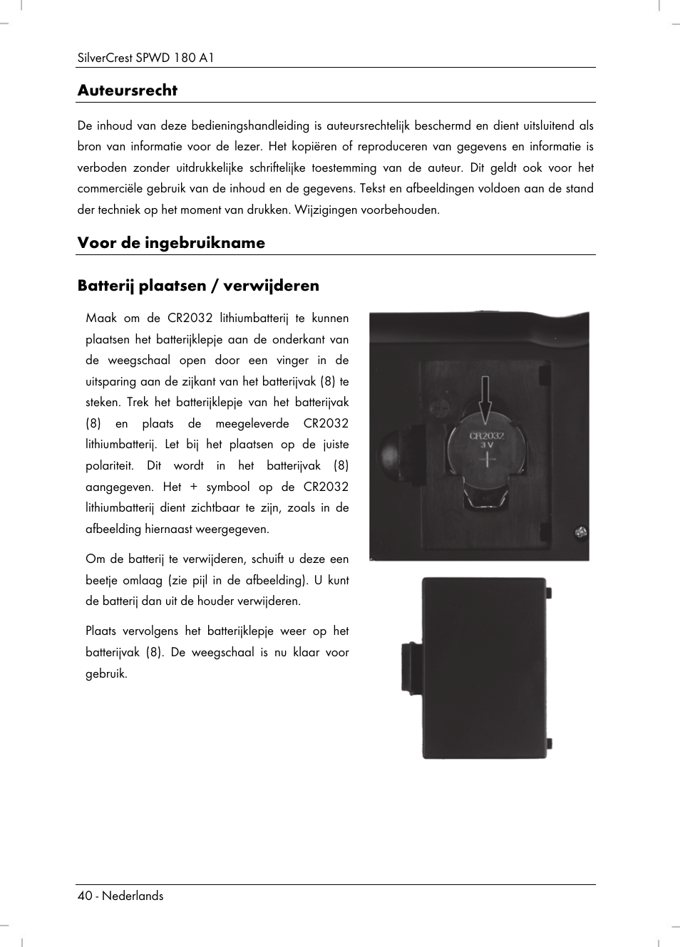 Auteursrecht | Silvercrest SPWD 180 A1 User Manual | Page 42 / 60