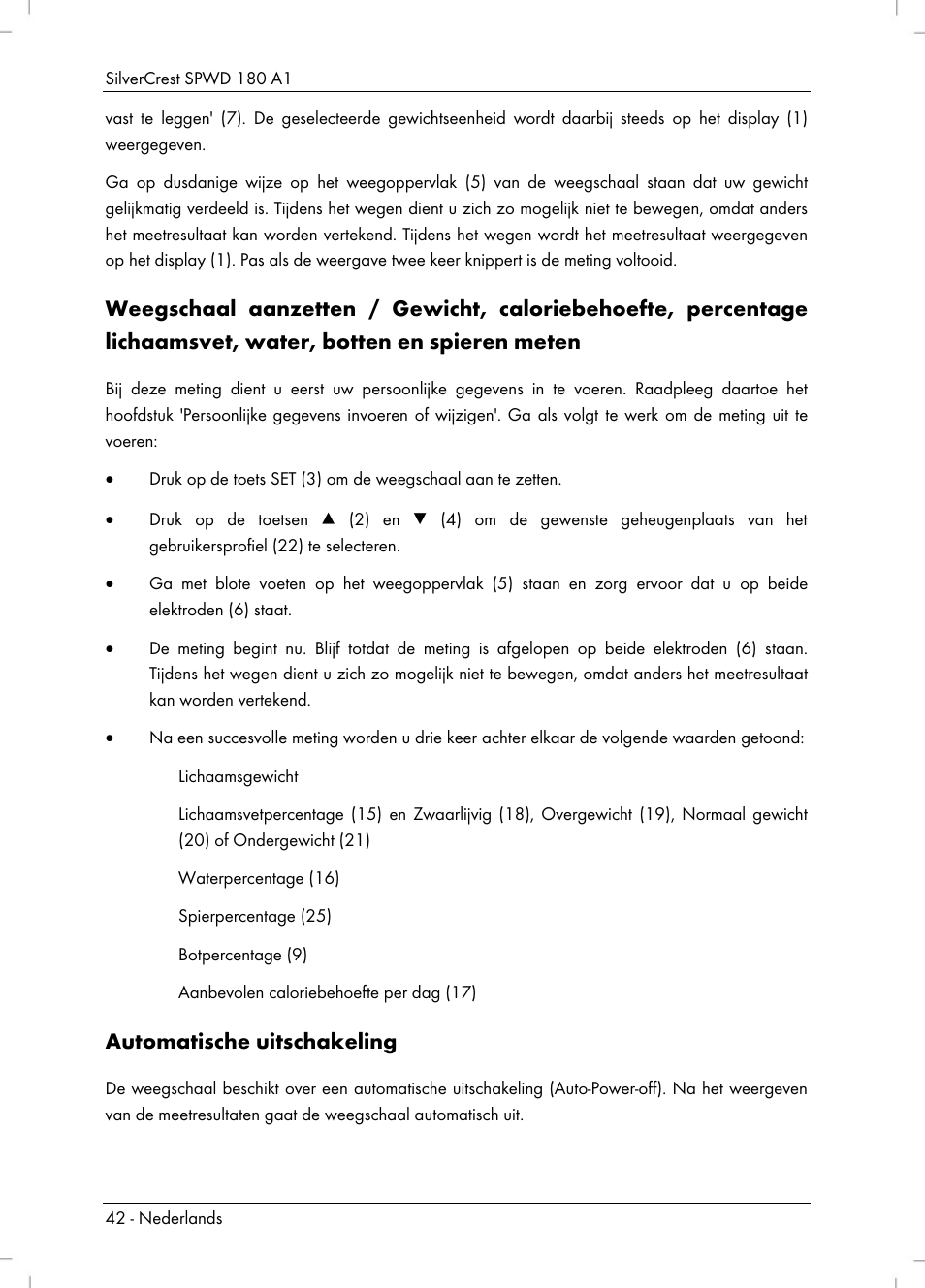 Automatische uitschakeling | Silvercrest SPWD 180 A1 User Manual | Page 44 / 60