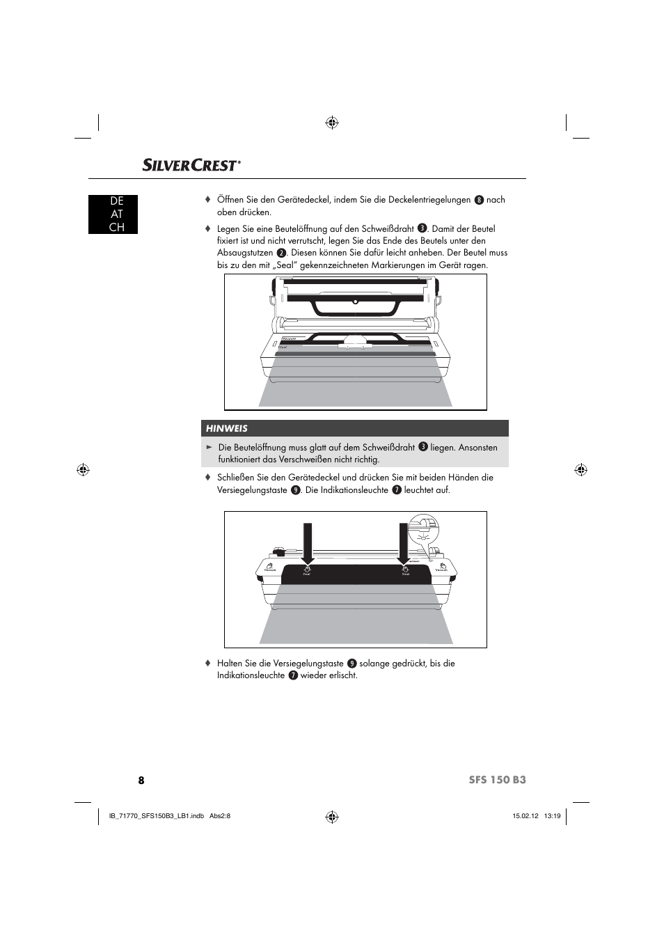 De at ch | Silvercrest SFS 150 B3 User Manual | Page 10 / 86
