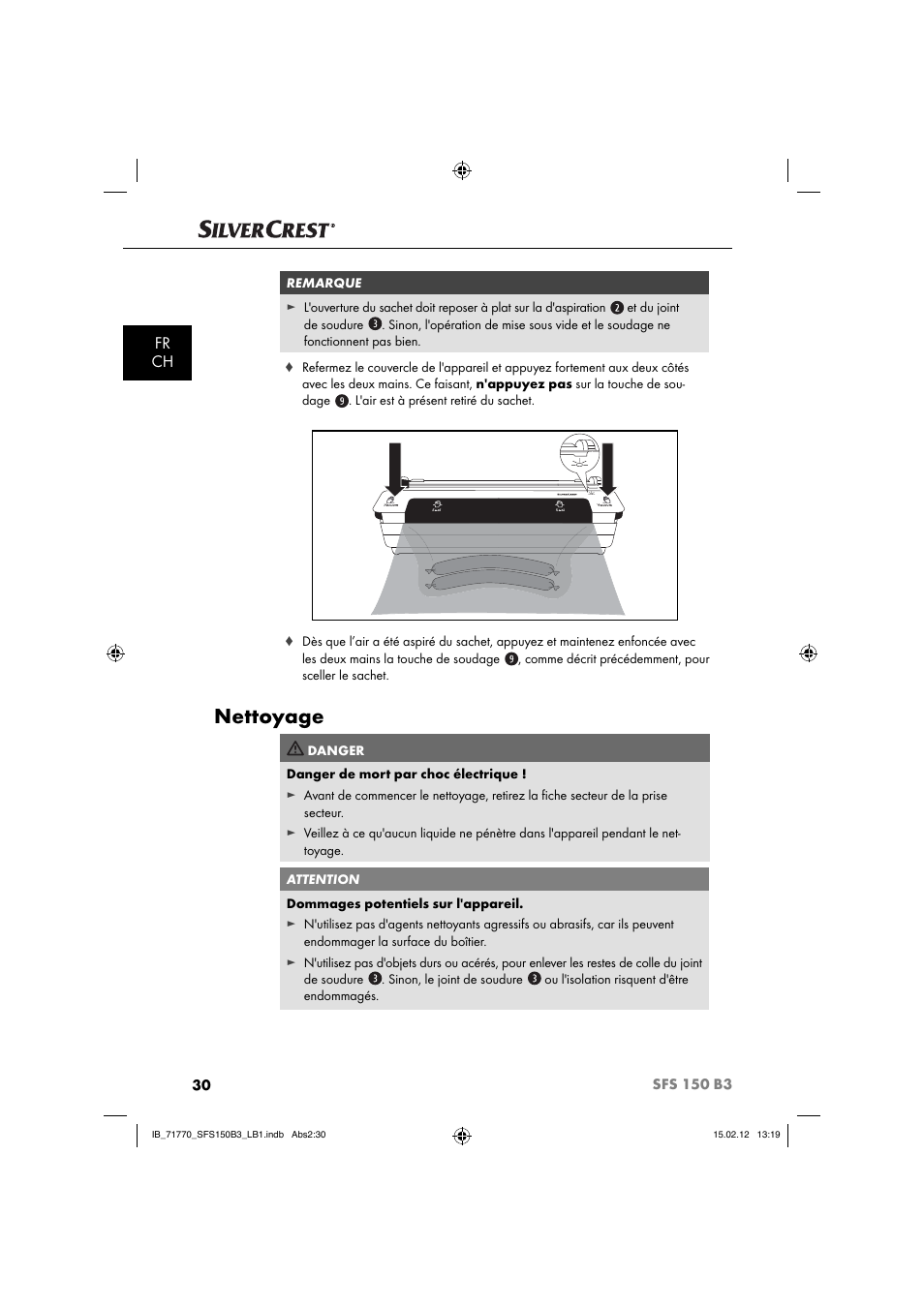 Nettoyage, Fr ch | Silvercrest SFS 150 B3 User Manual | Page 32 / 86