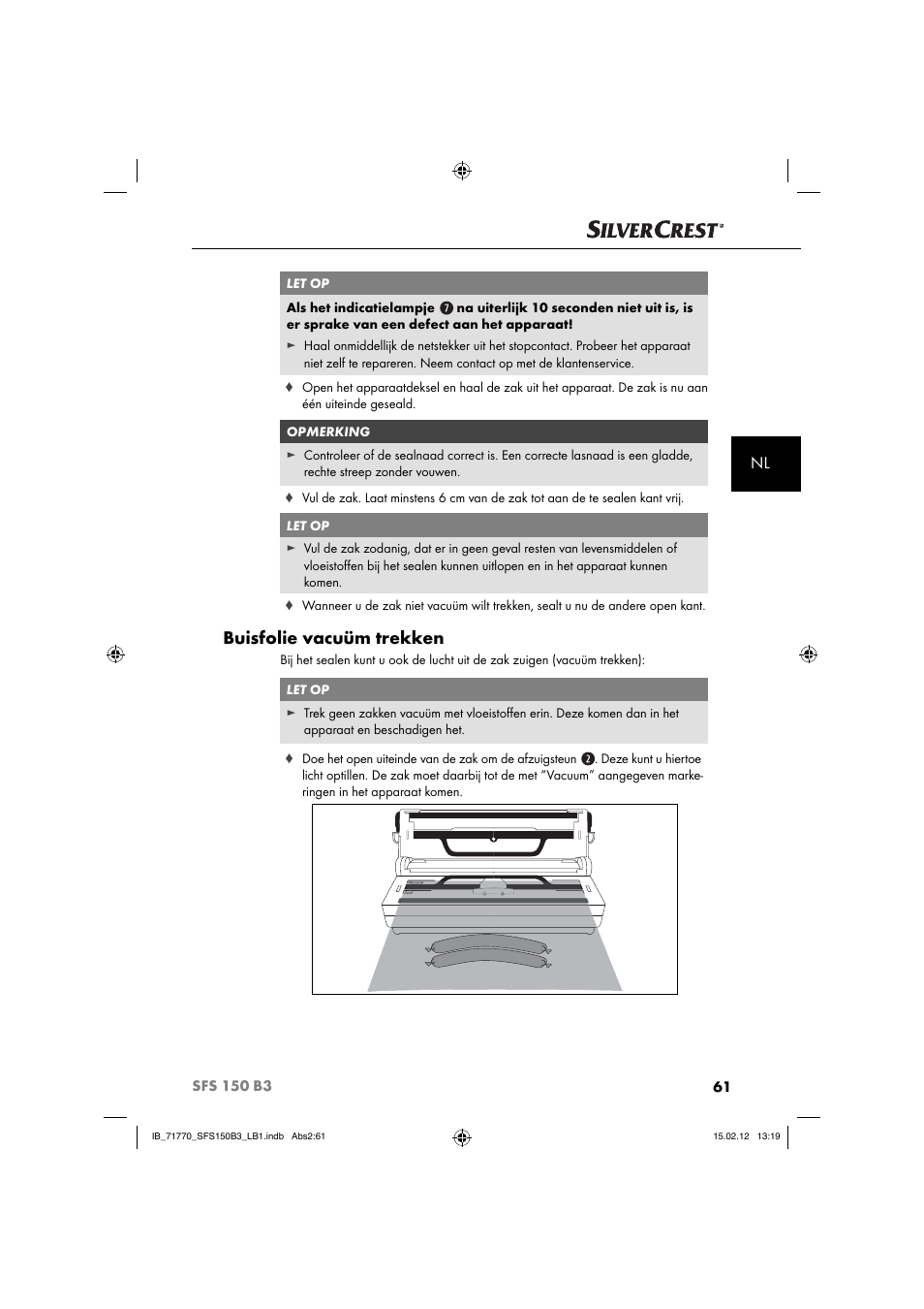 Buisfolie vacuüm trekken | Silvercrest SFS 150 B3 User Manual | Page 63 / 86