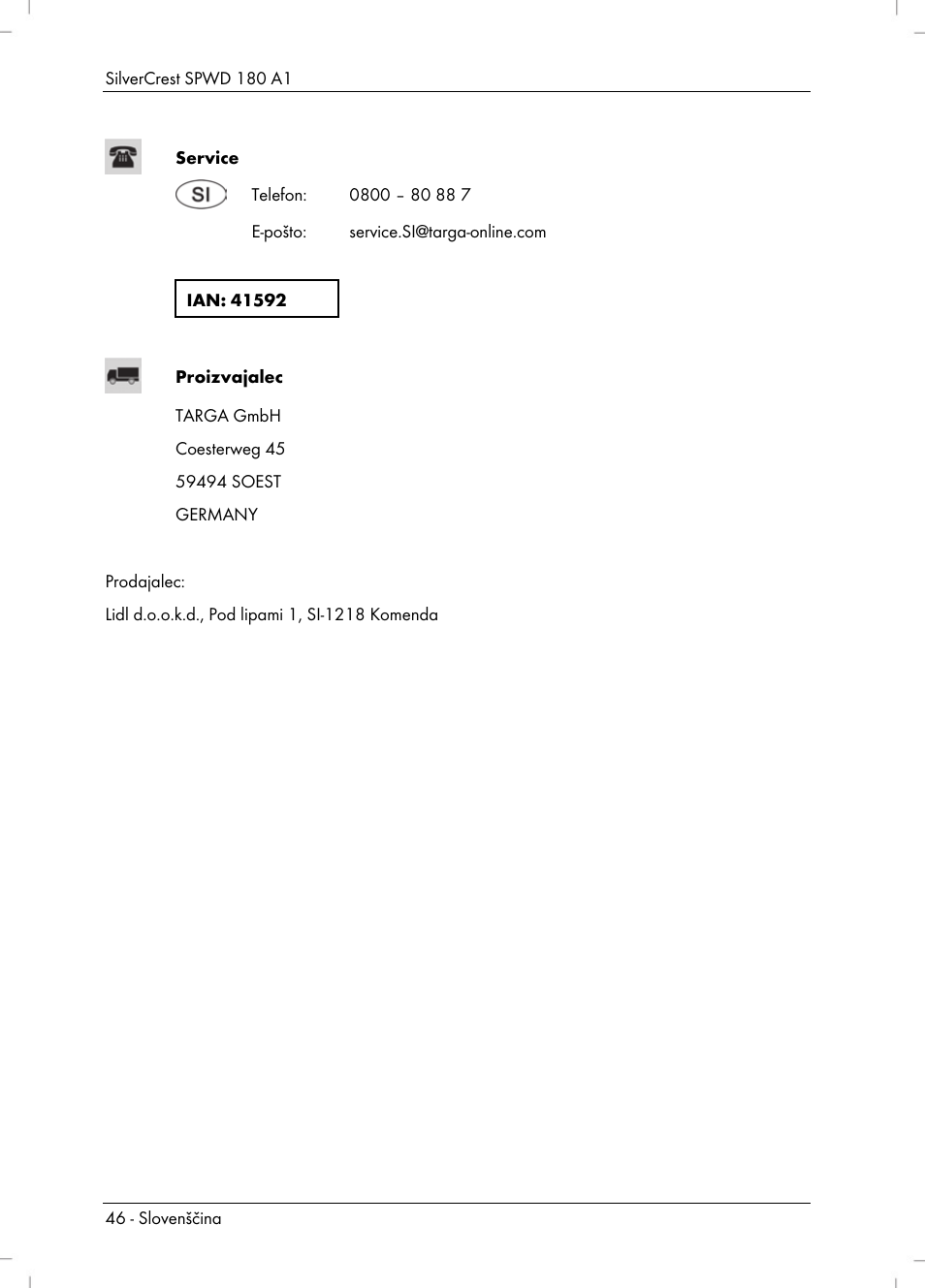 Silvercrest SPWD 180 A1 User Manual | Page 48 / 82