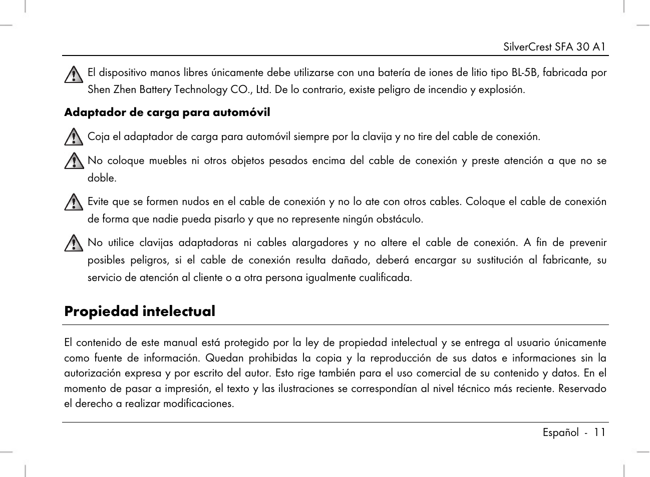 Propiedad intelectual | Silvercrest SFA 30 A1 User Manual | Page 13 / 74