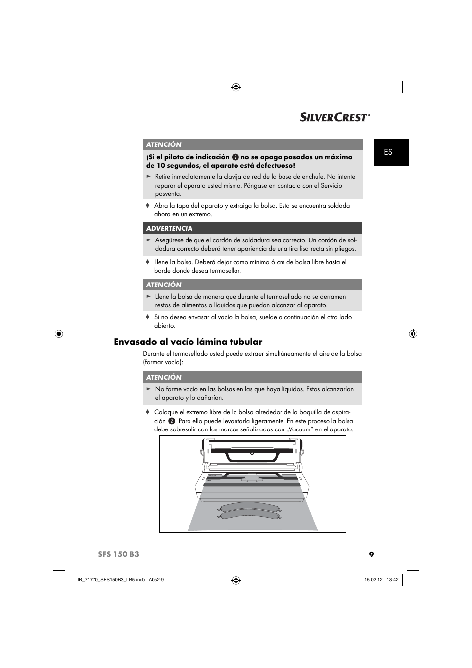 Envasado al vacío lámina tubular | Silvercrest SFS 150 B3 User Manual | Page 11 / 72