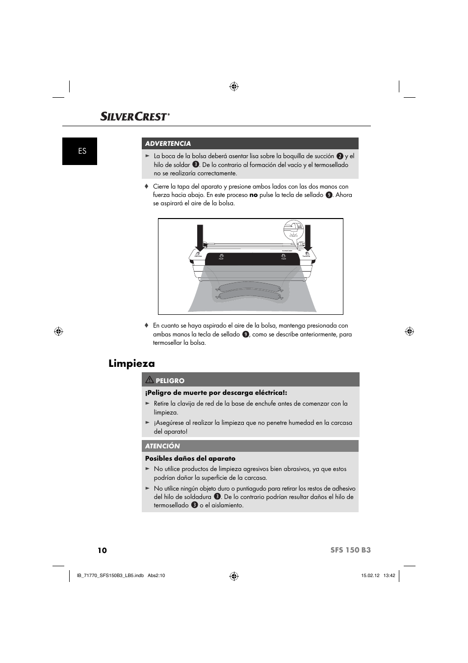 Limpieza | Silvercrest SFS 150 B3 User Manual | Page 12 / 72