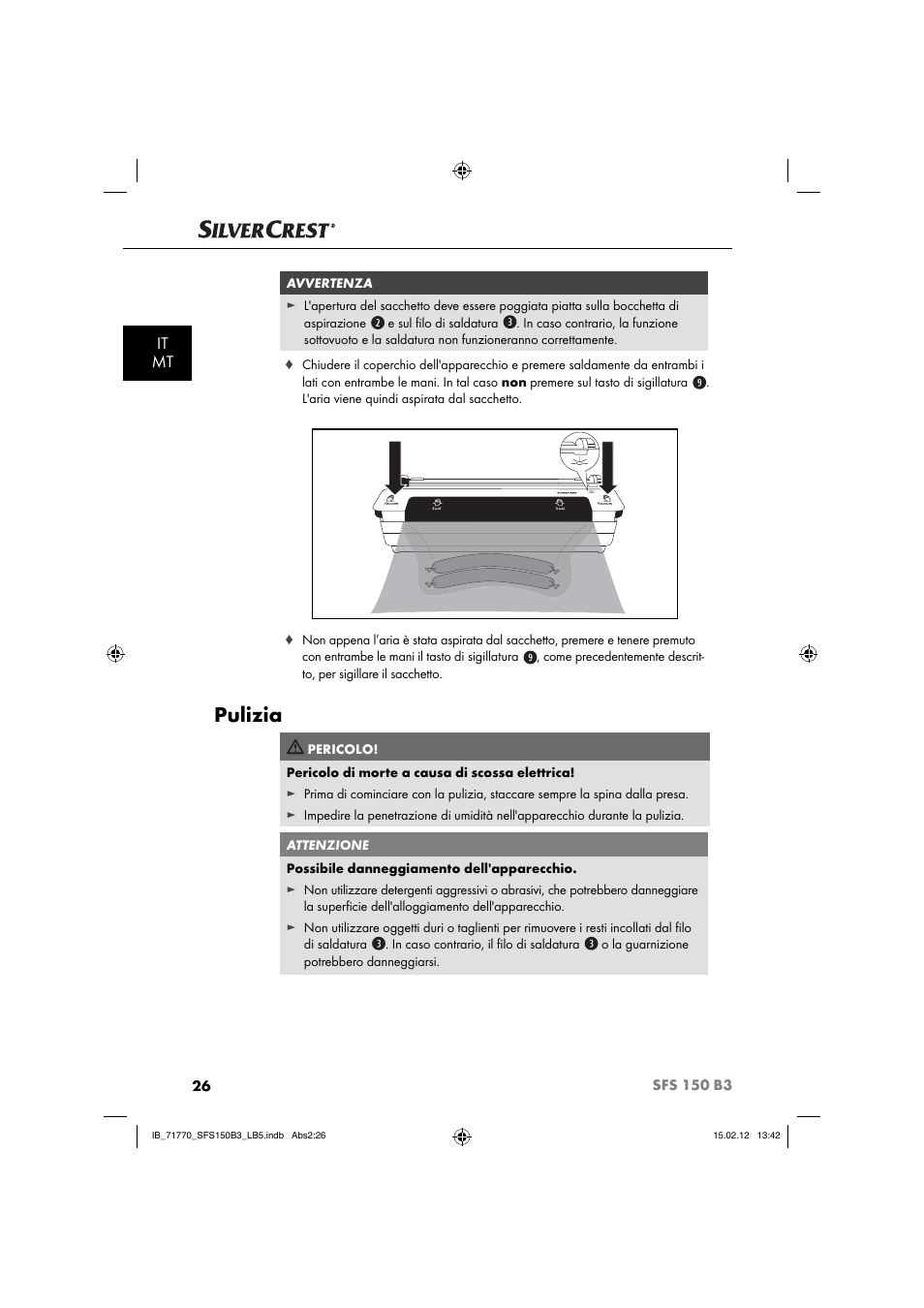 Pulizia, It mt | Silvercrest SFS 150 B3 User Manual | Page 28 / 72