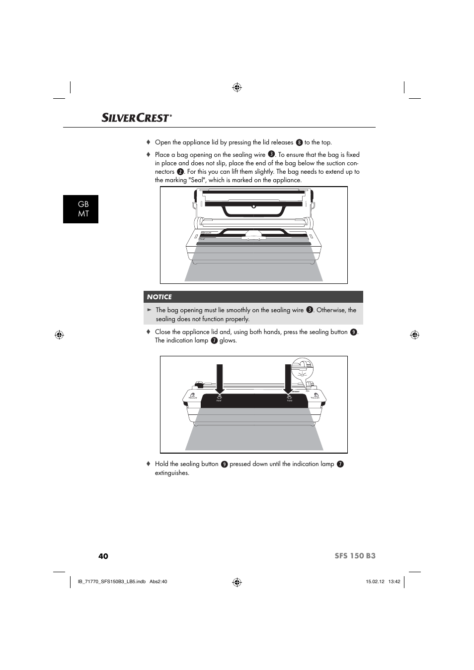Gb mt | Silvercrest SFS 150 B3 User Manual | Page 42 / 72