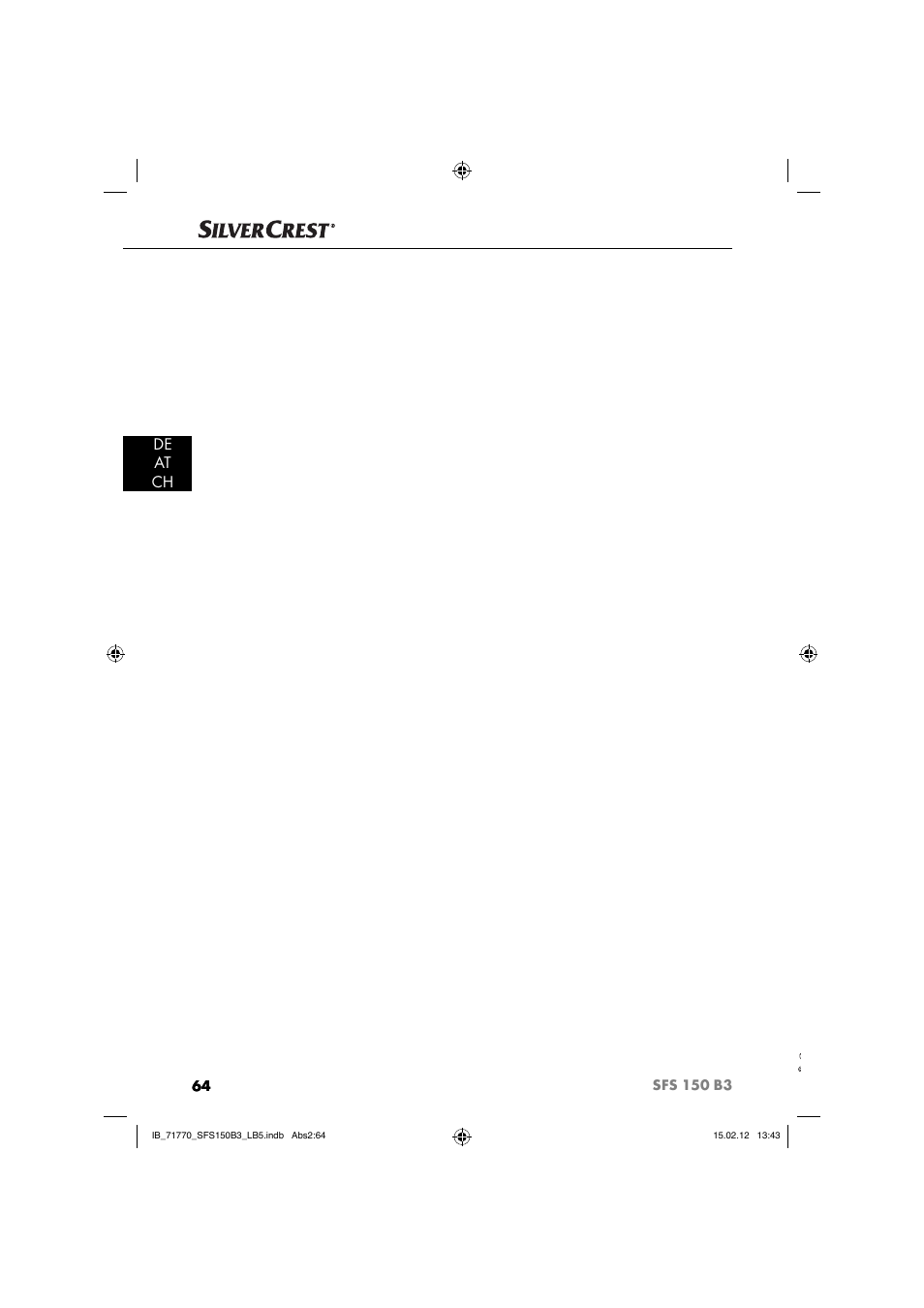 De at ch | Silvercrest SFS 150 B3 User Manual | Page 66 / 72