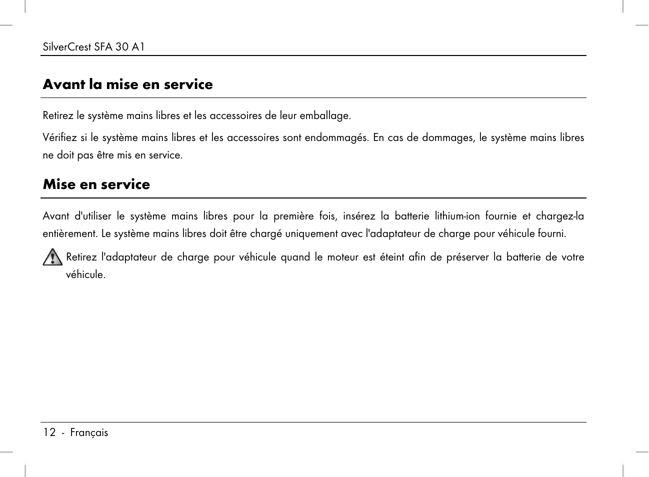 Avant la mise en service, Mise en service | Silvercrest SFA 30 A1 User Manual | Page 14 / 96