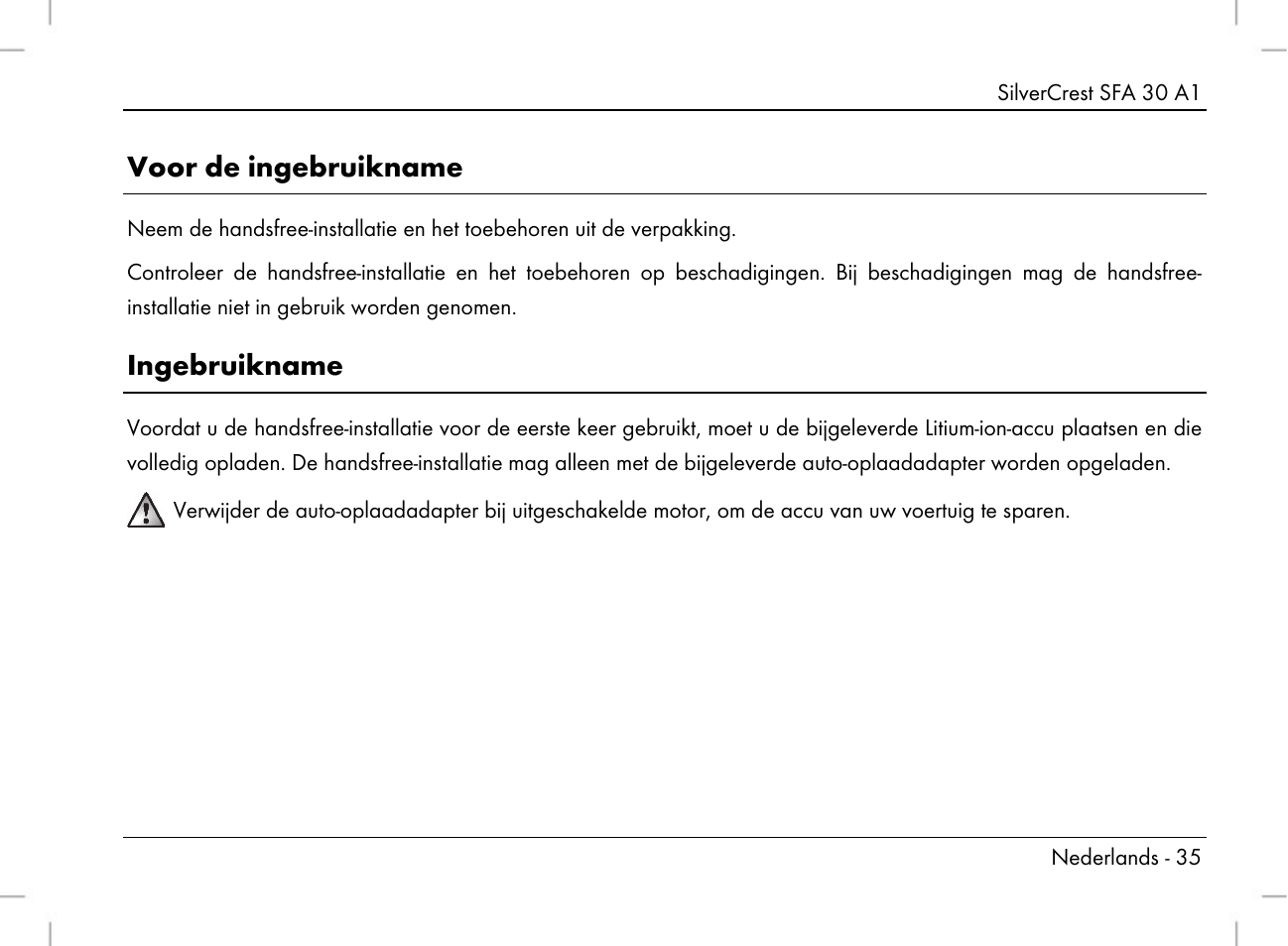 Voor de ingebruikname, Ingebruikname | Silvercrest SFA 30 A1 User Manual | Page 37 / 96