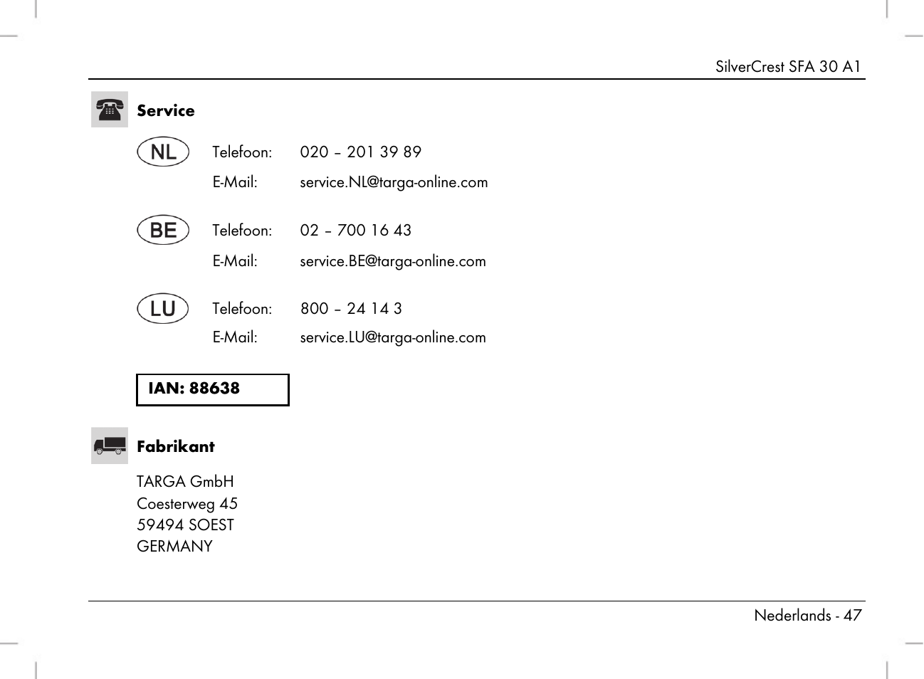 Silvercrest SFA 30 A1 User Manual | Page 49 / 96