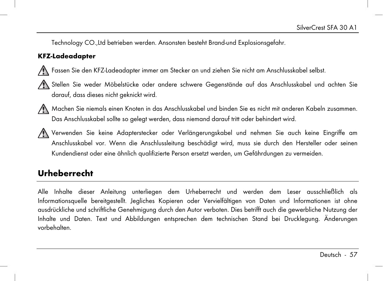 Urheberrecht | Silvercrest SFA 30 A1 User Manual | Page 59 / 96