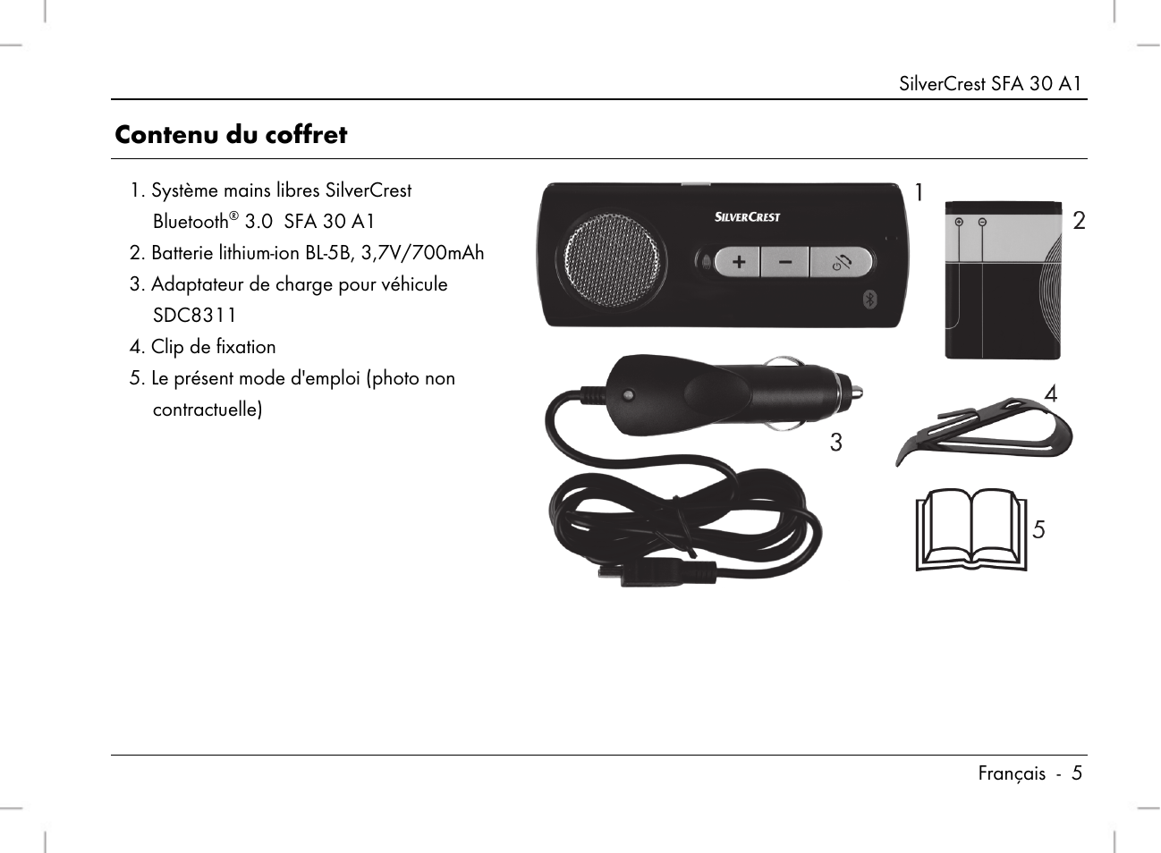 Contenu du coffret | Silvercrest SFA 30 A1 User Manual | Page 7 / 96