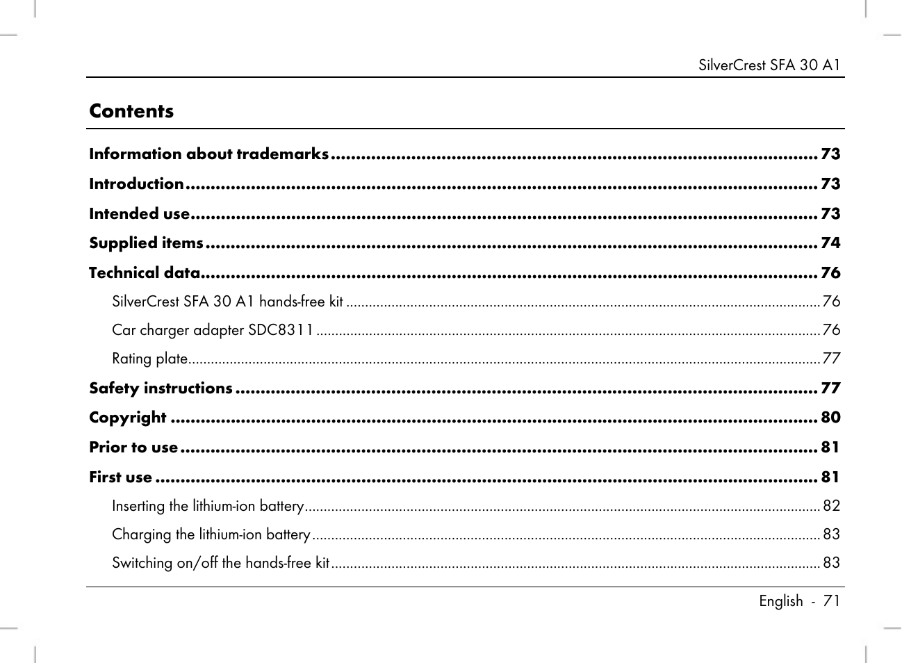 Silvercrest SFA 30 A1 User Manual | Page 73 / 96