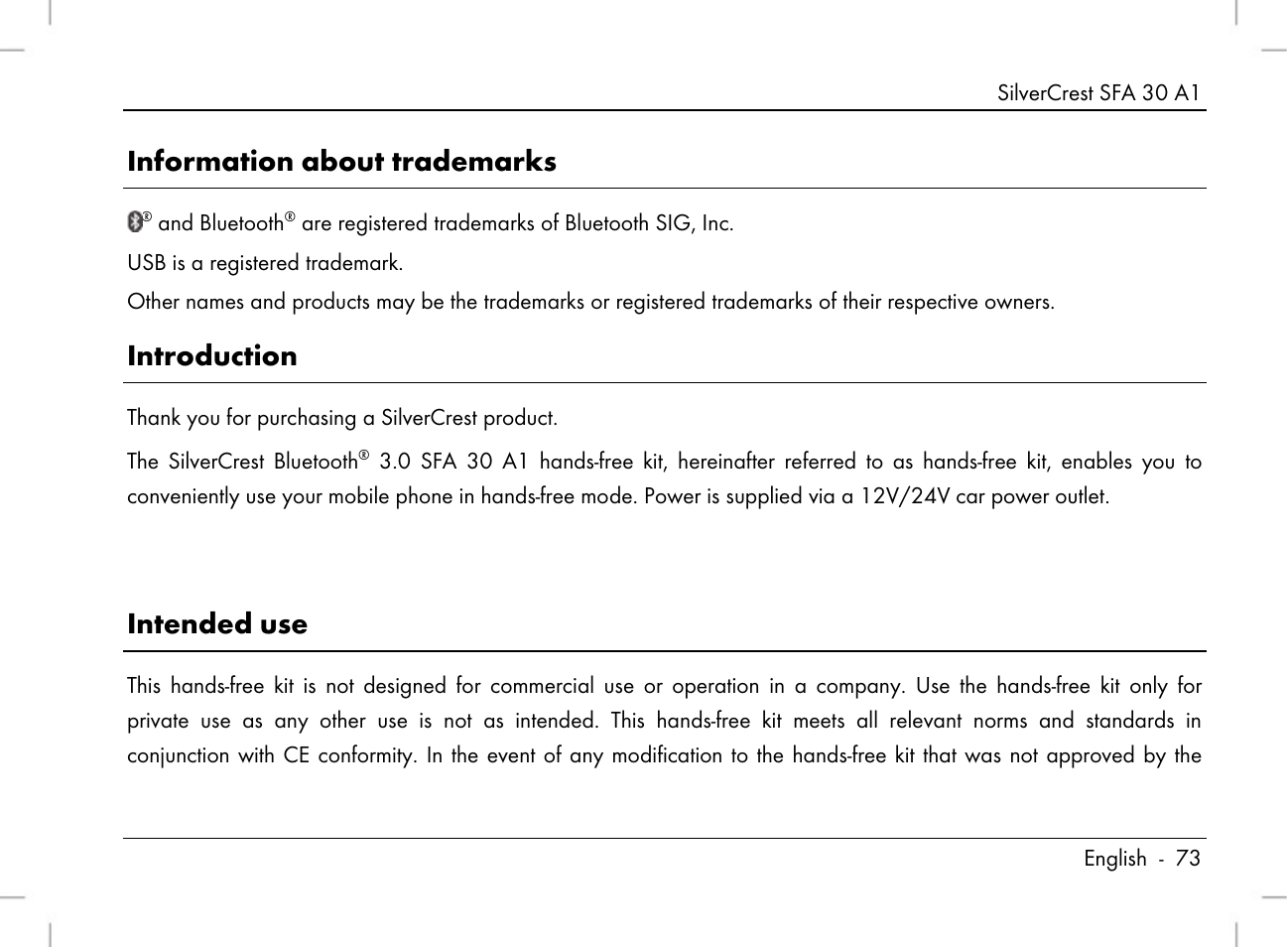 Information about trademarks, Introduction, Intended use | Silvercrest SFA 30 A1 User Manual | Page 75 / 96
