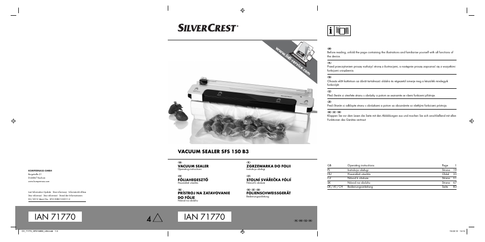 Silvercrest SFS 150 B3 User Manual | 104 pages