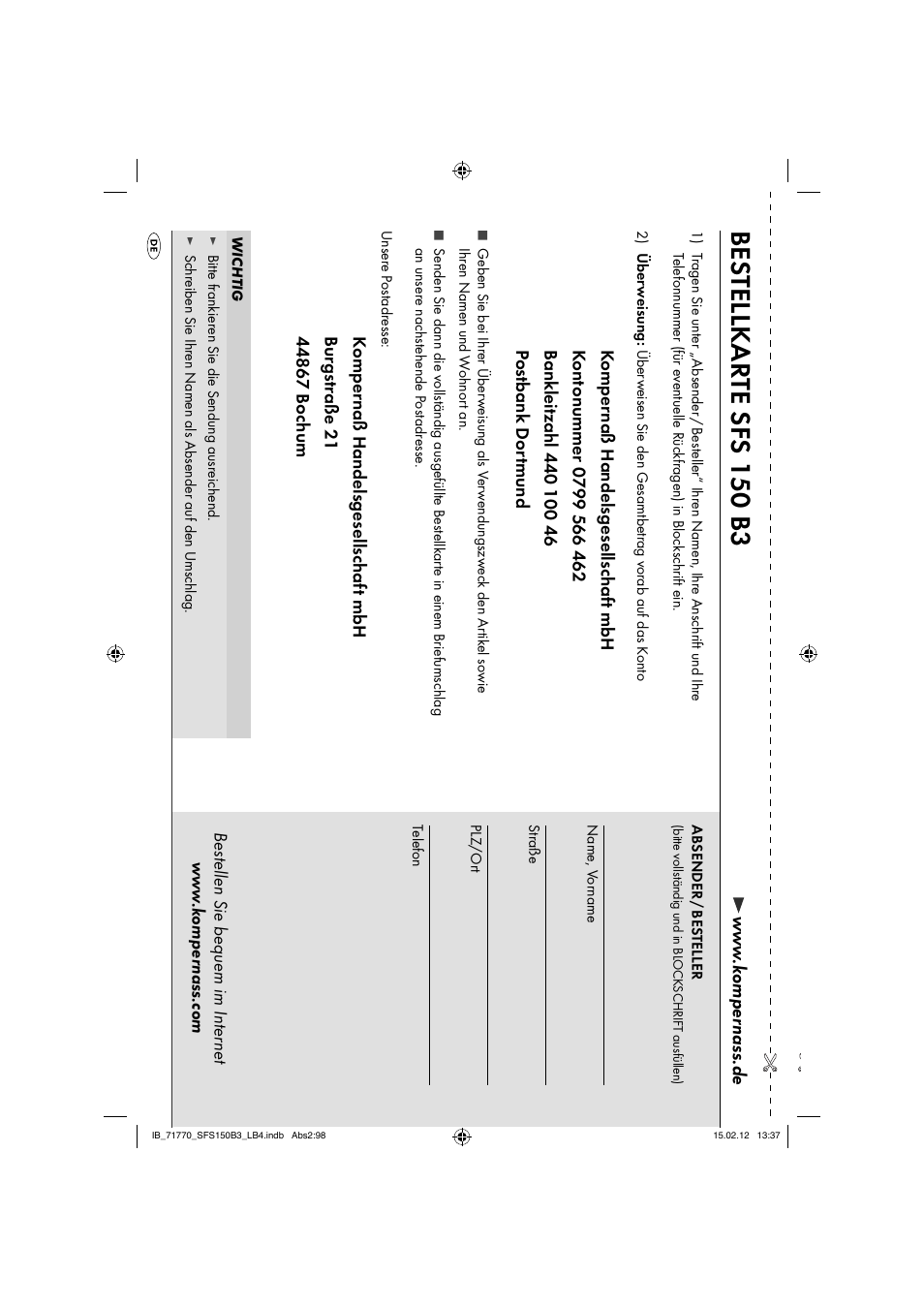 Bes tellkarte sfs 150 b3 | Silvercrest SFS 150 B3 User Manual | Page 100 / 104